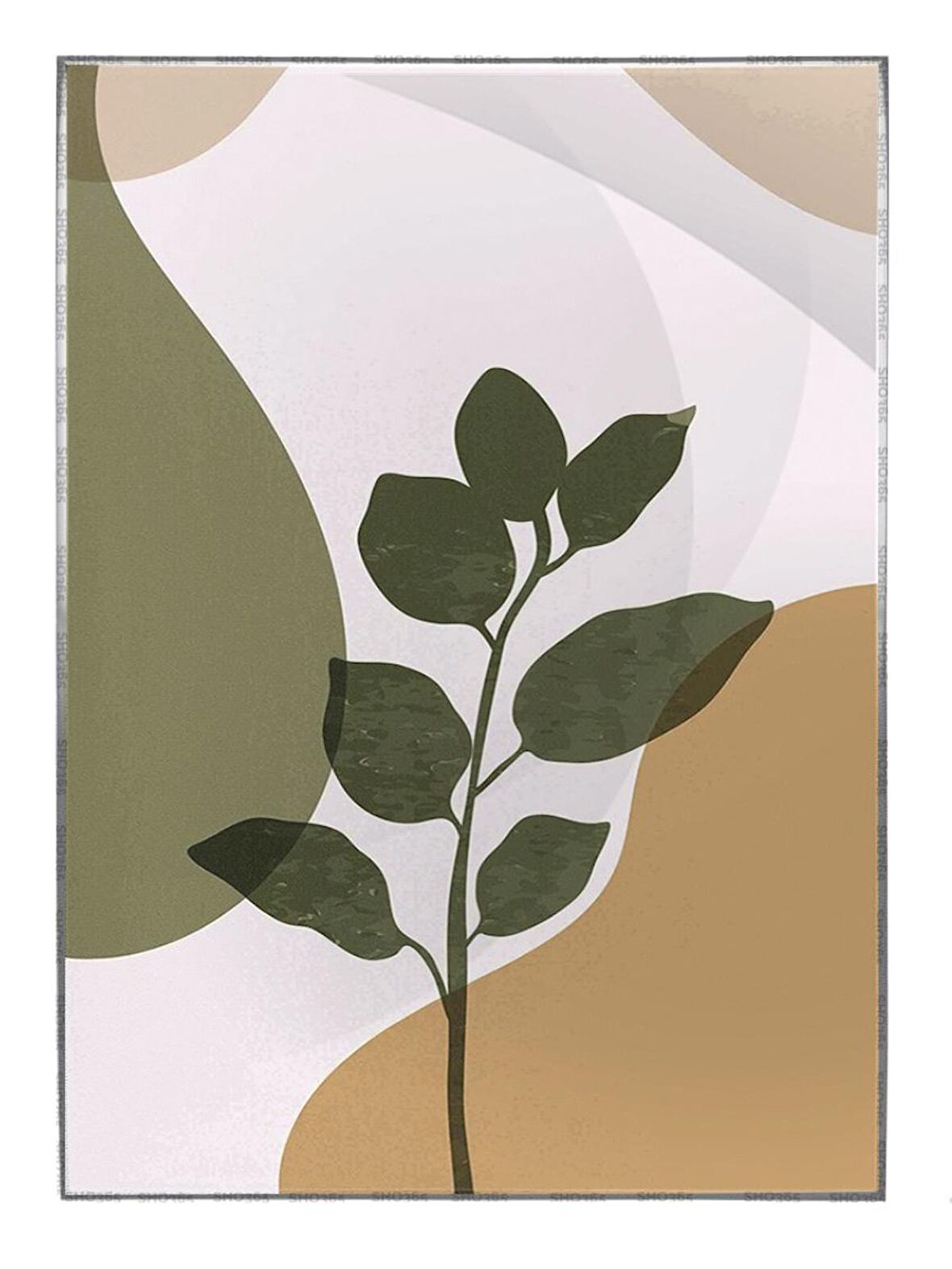 Shop365 Yeşil Yapraklar Pastel Renkler Modern Tablo Çerçeveli P-000886