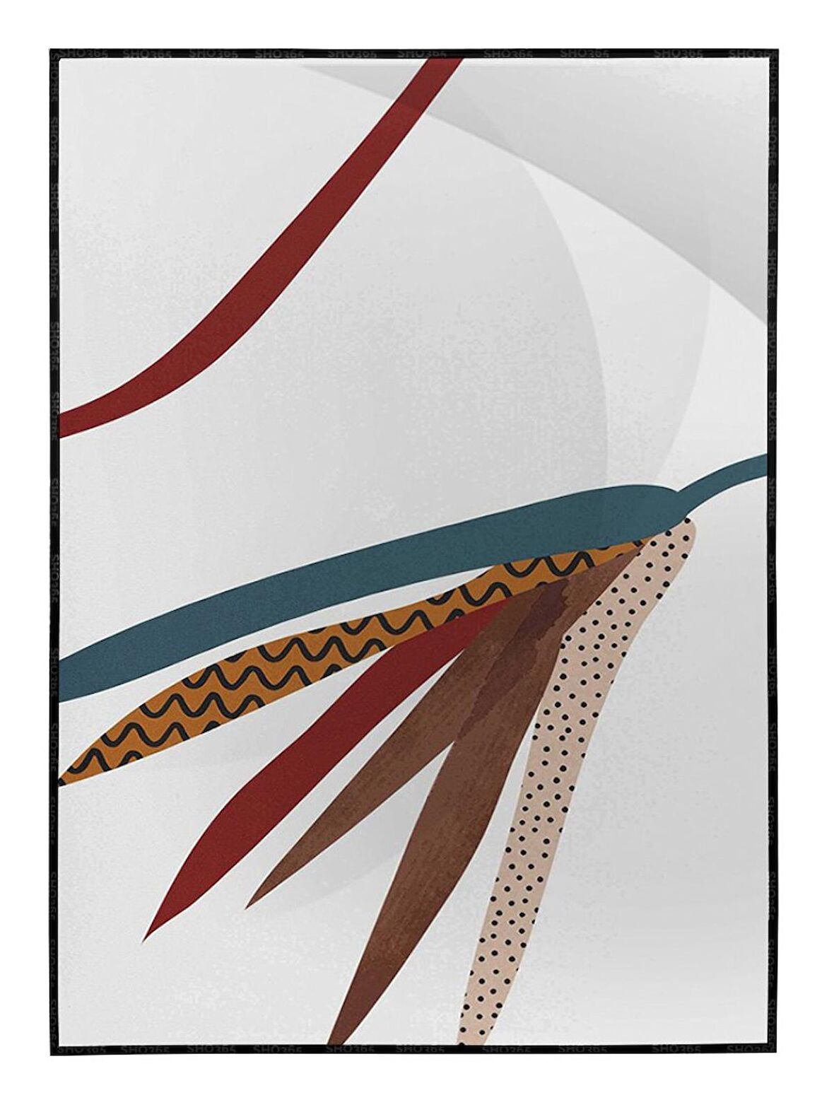 Shop365 Yapraklar ve Şekiller Karışık Renkler Modern Tablo Çerçeveli P-000909