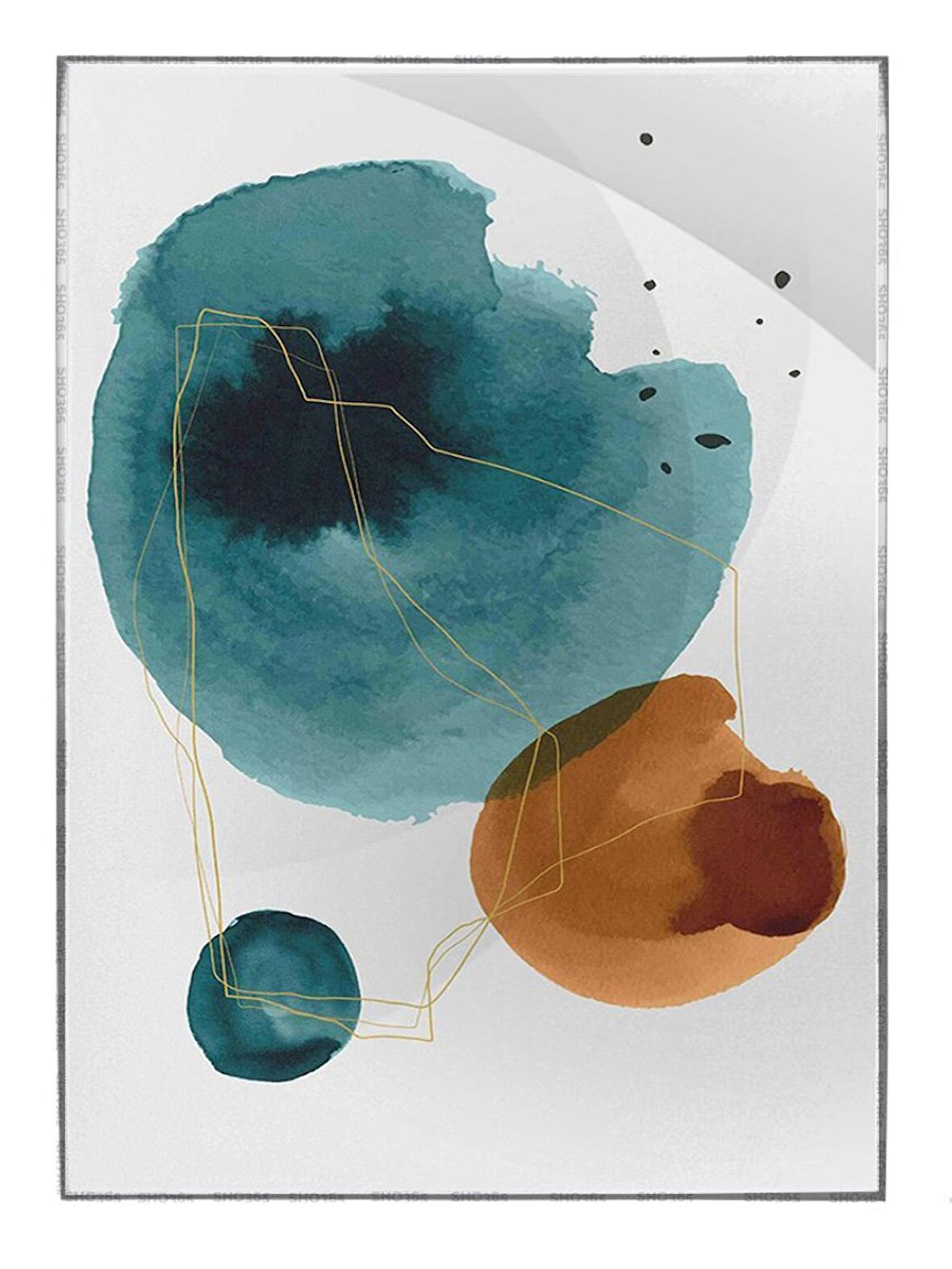 Shop365 Şekiller Gri Mavi Renkler Modern Poster P-000942