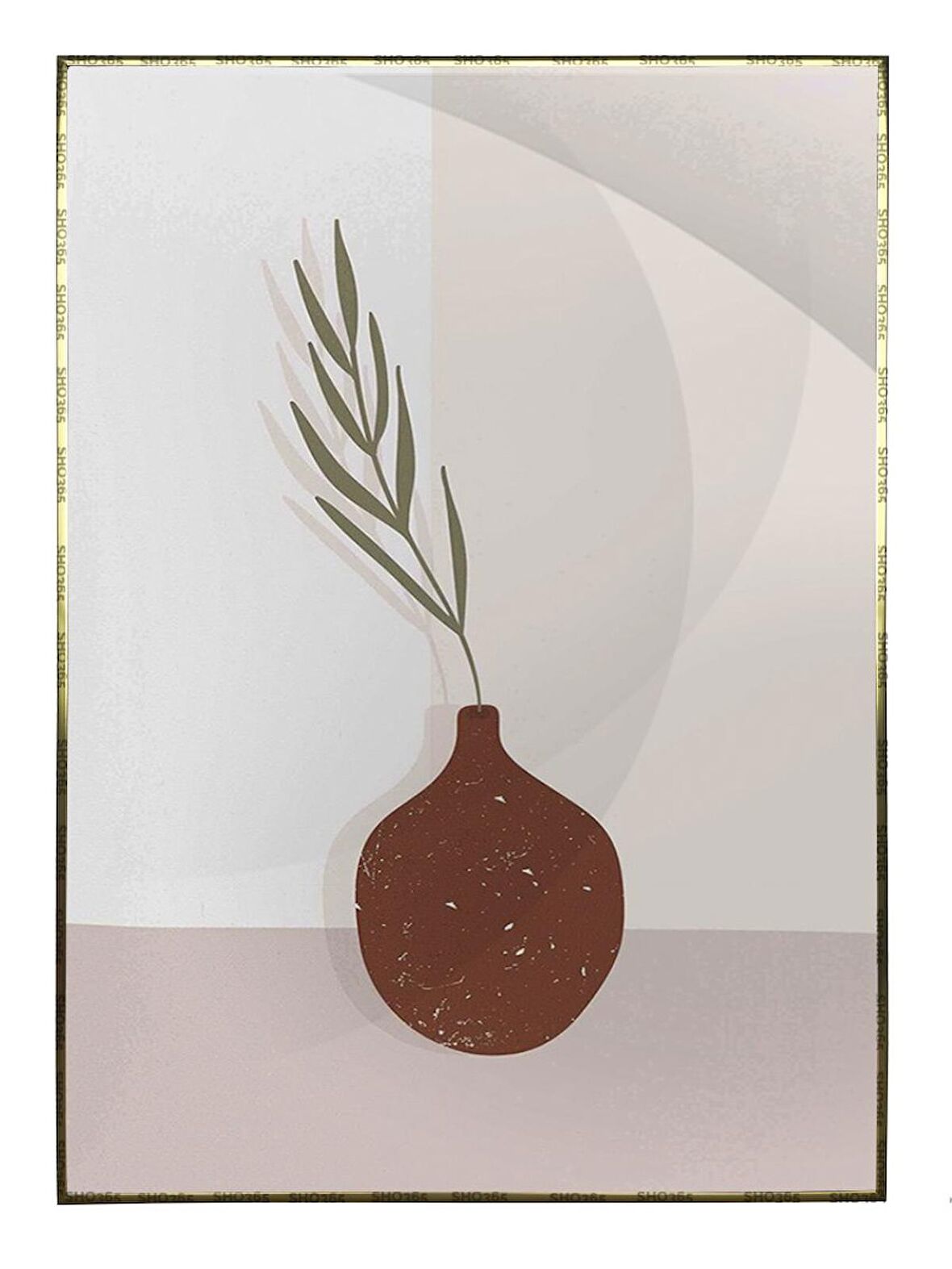 Shop365 Yapraklar ve Şekiller Karışık Renkler Modern Tablo Çerçeveli P-000956