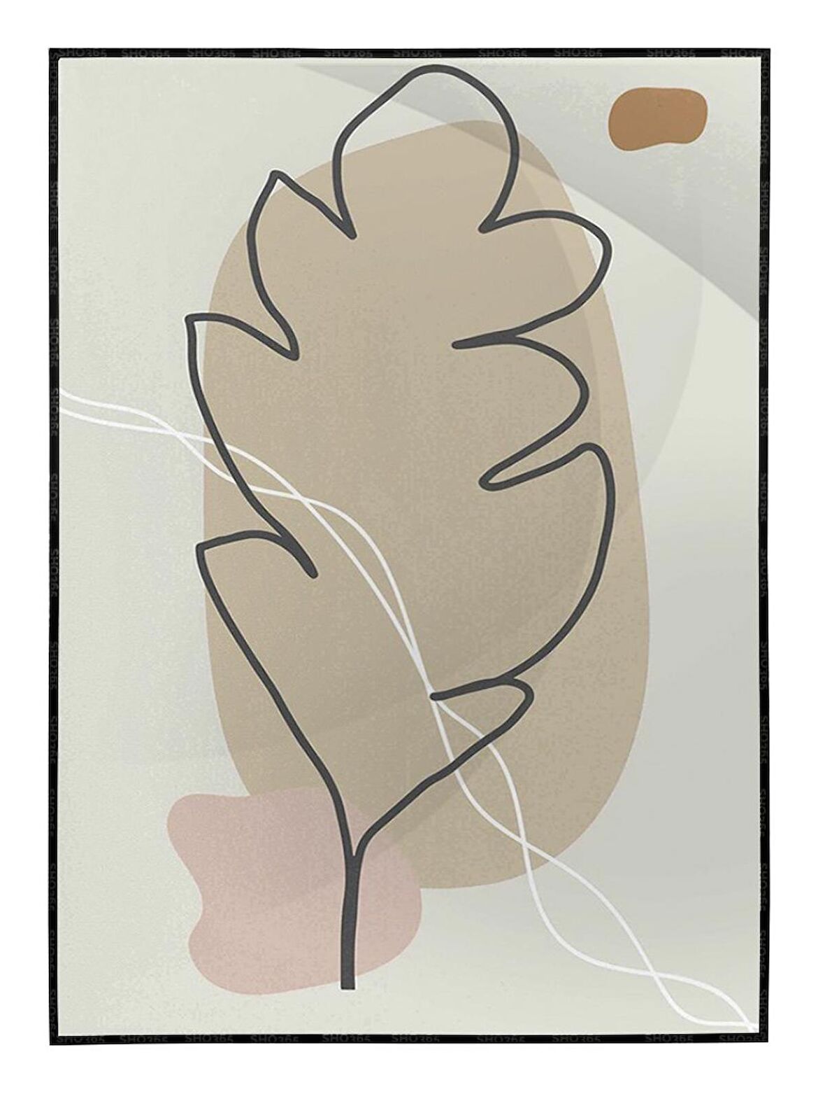 Shop365 Yapraklar ve Şekiller Karışık Renkler Modern Tablo Çerçeveli P-000961