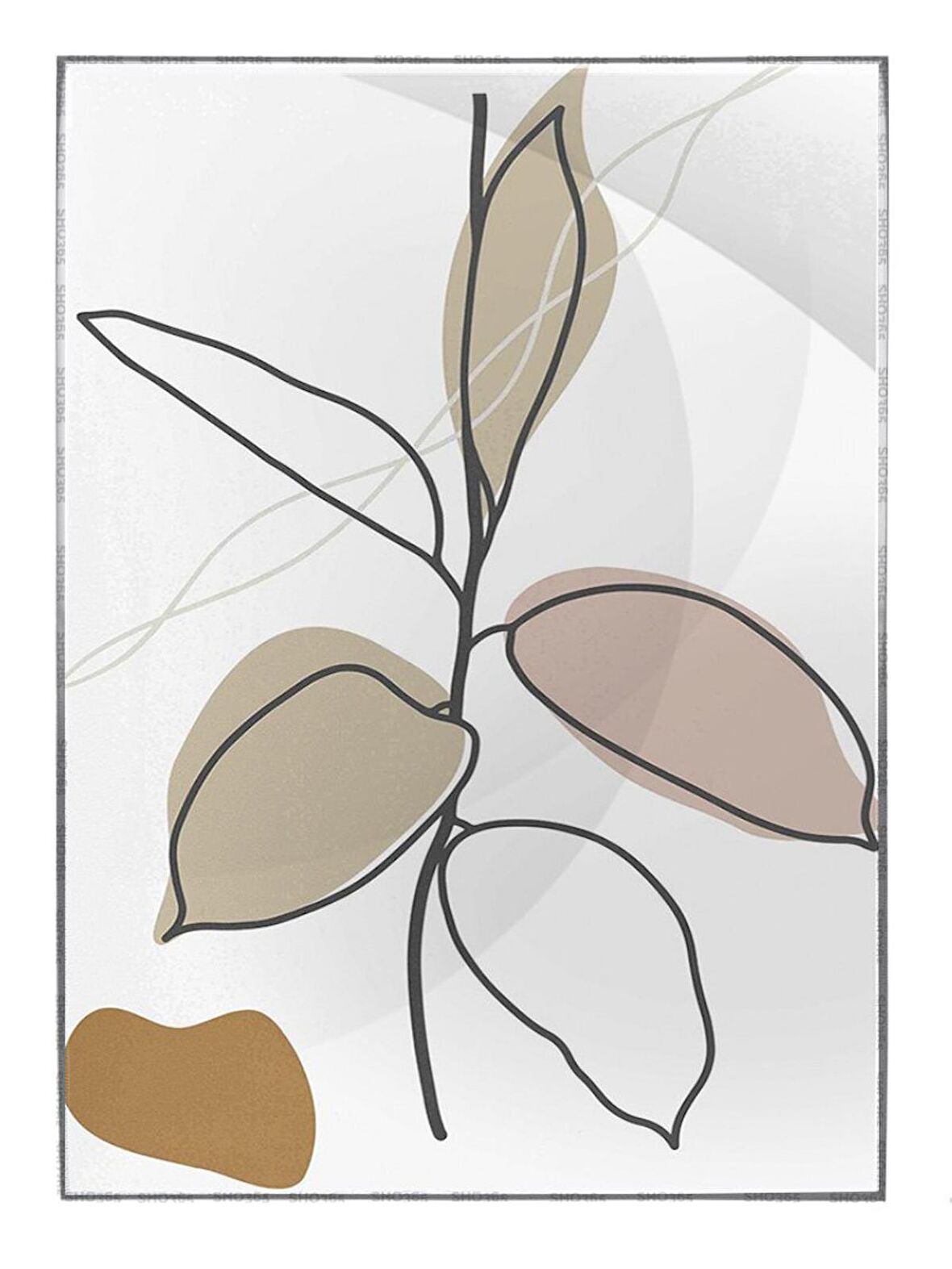 Shop365 Yapraklar ve Şekiller Karışık Renkler Modern Tablo Çerçeveli P-000962
