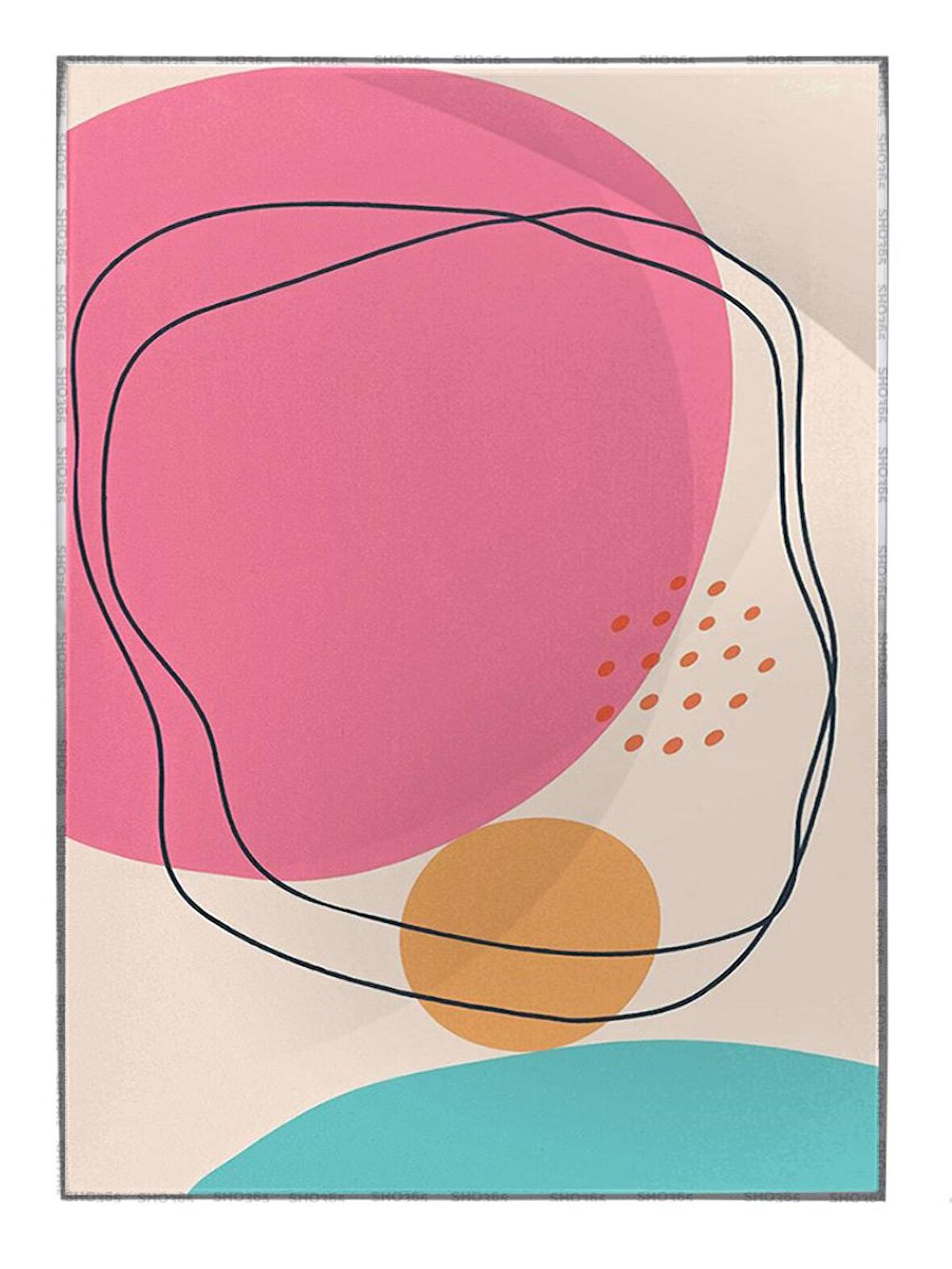 Shop365 Renkli Modernist Geometrik Çizimler İllüstrasyon Modern Sanat Tuval Tablo Çerçeveli P-000977