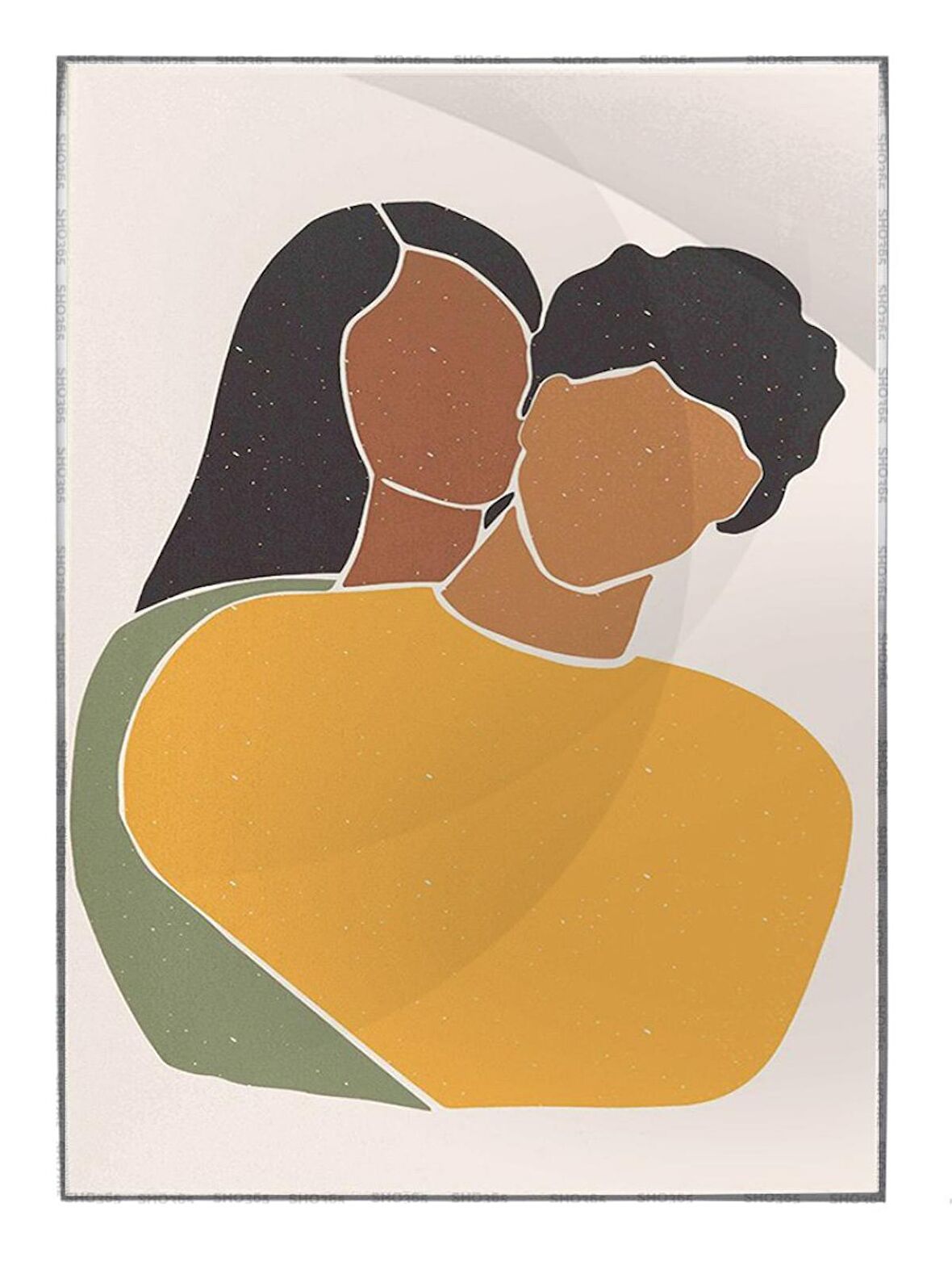 Shop365 Kadın ve Erkek Sevgili Aşk Modern Dekoratif Modern Tablo Çerçeveli P-000985