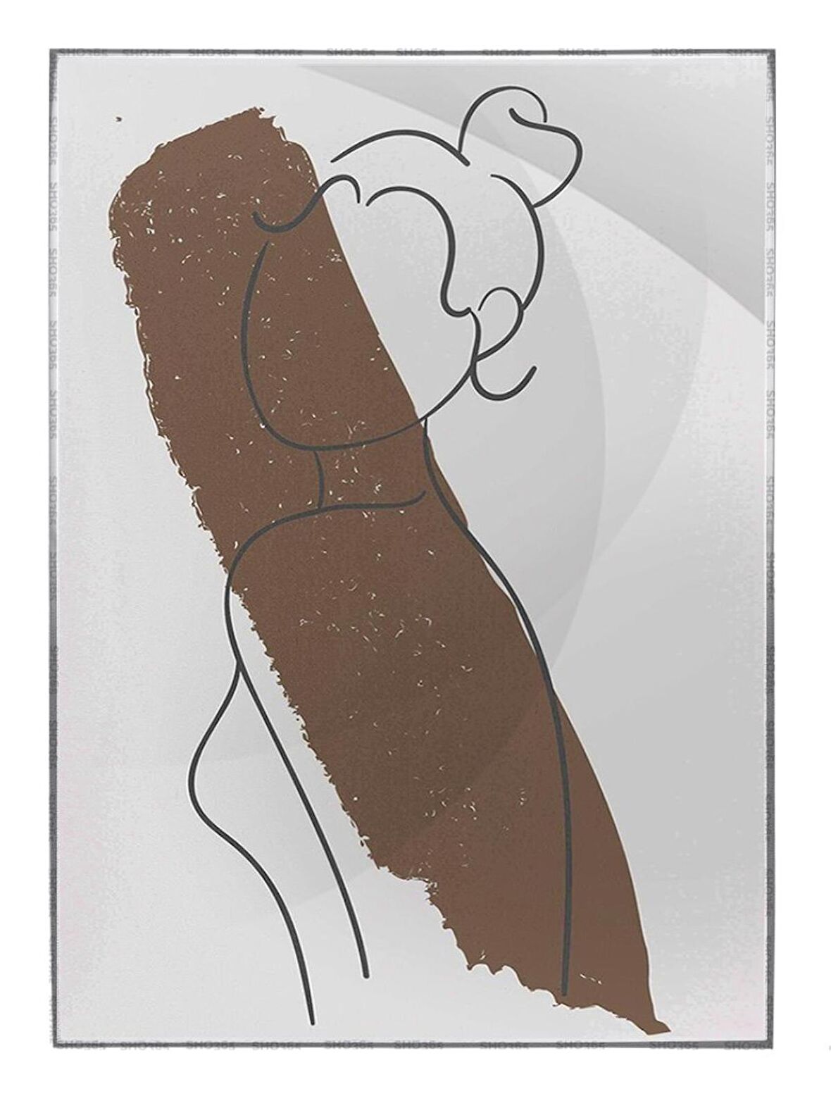 Shop365 Kadın Çizim ve Fırça Darbesi Pastel Renkler Modern Tablo Çerçeveli P-001041