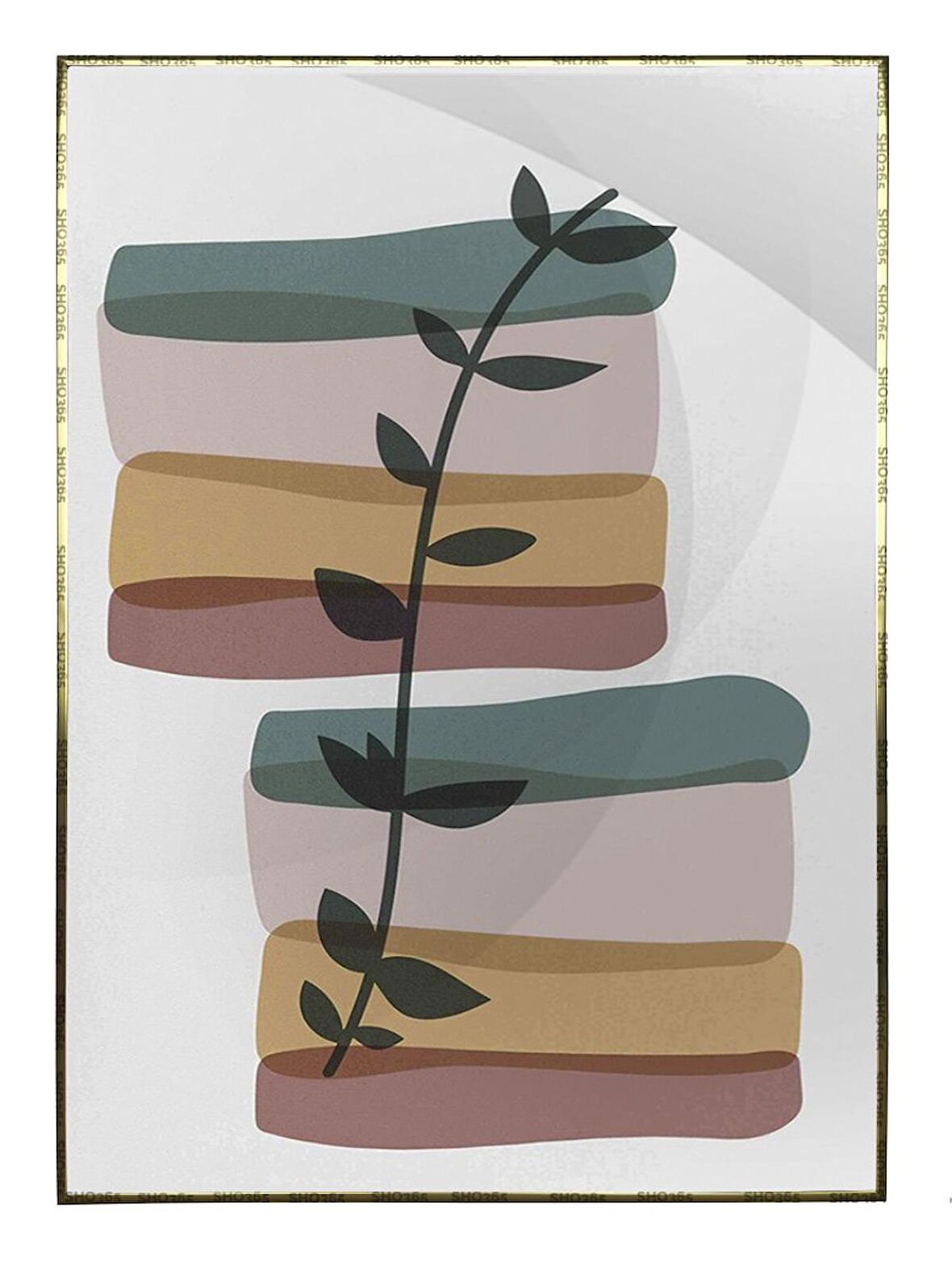 Shop365 Yapraklar ve Şekiller Modern Tablo Çerçeveli P-001067