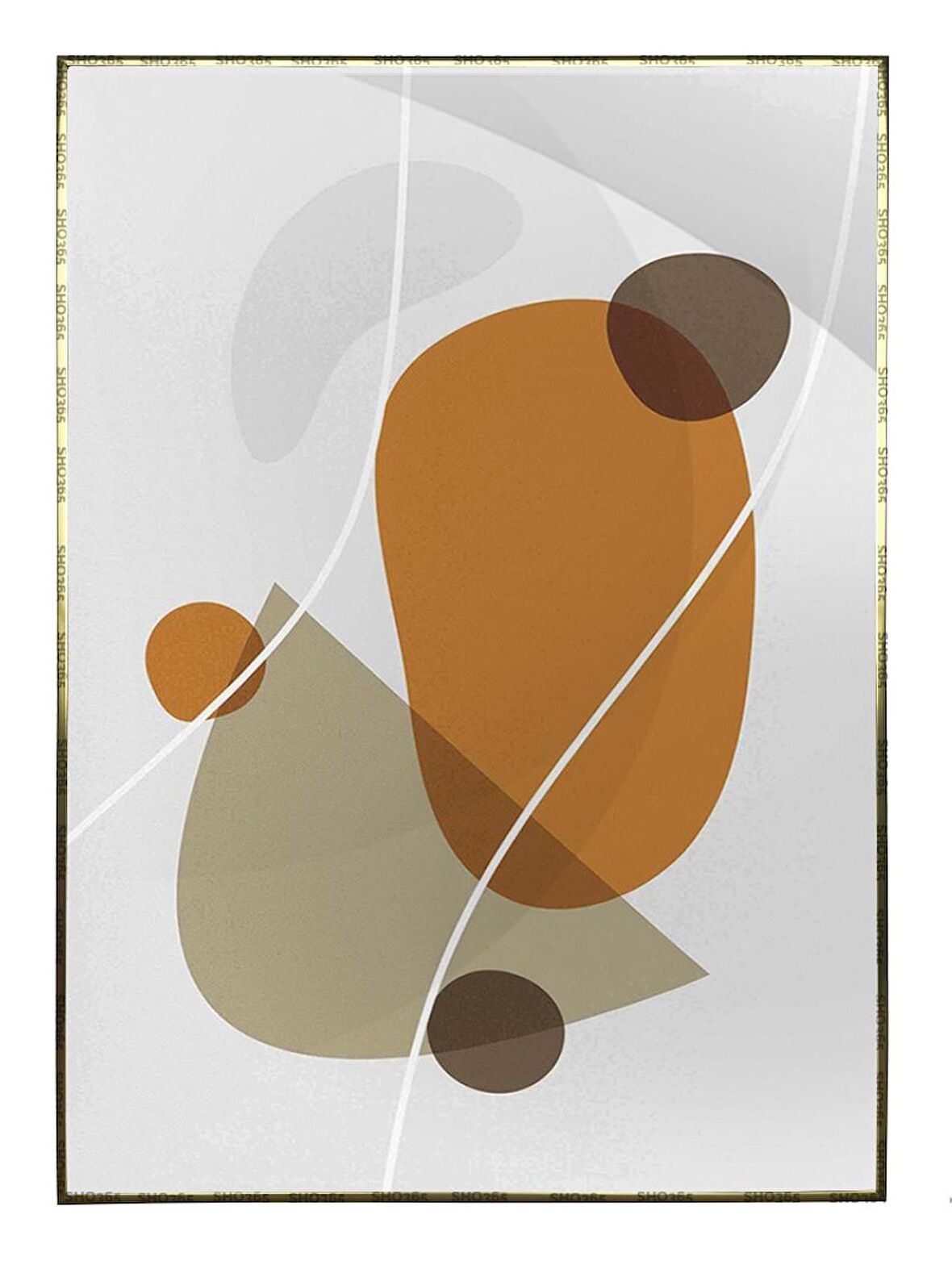 Shop365 Yapraklar ve Şekiller Modern Tablo Çerçeveli P-001080