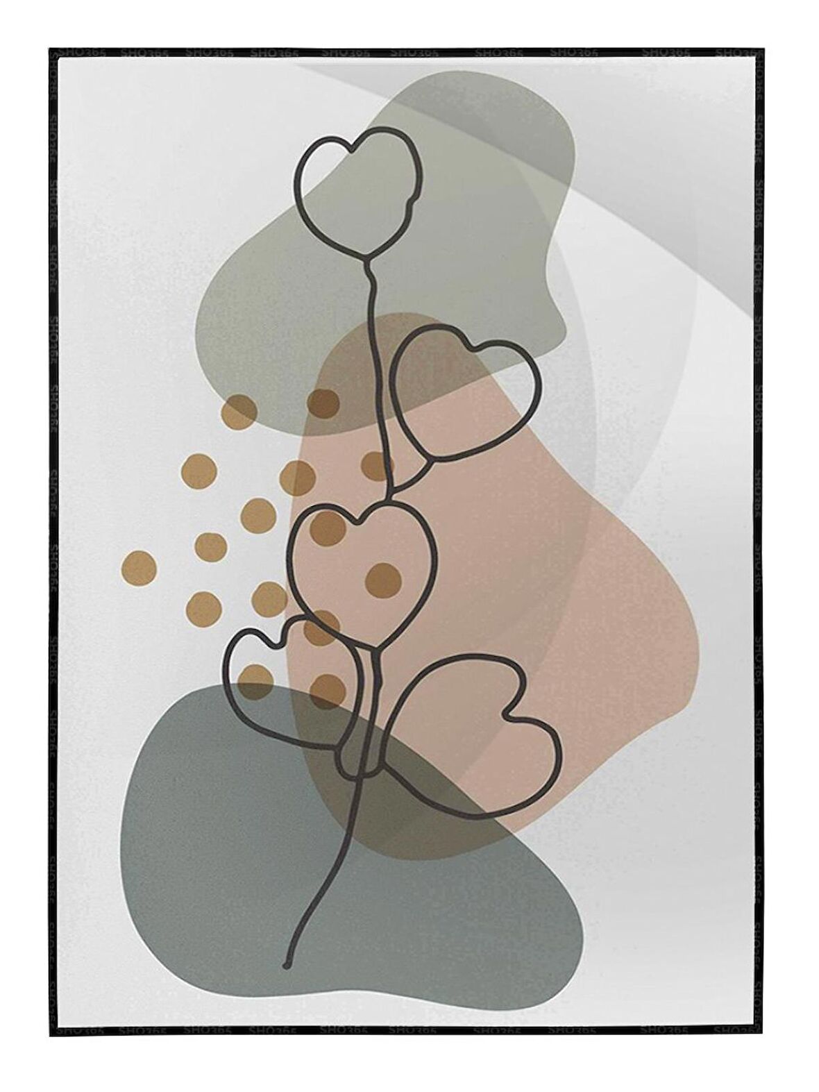 Shop365 Yapraklar ve Şekiller Modern Tablo Çerçeveli P-001106