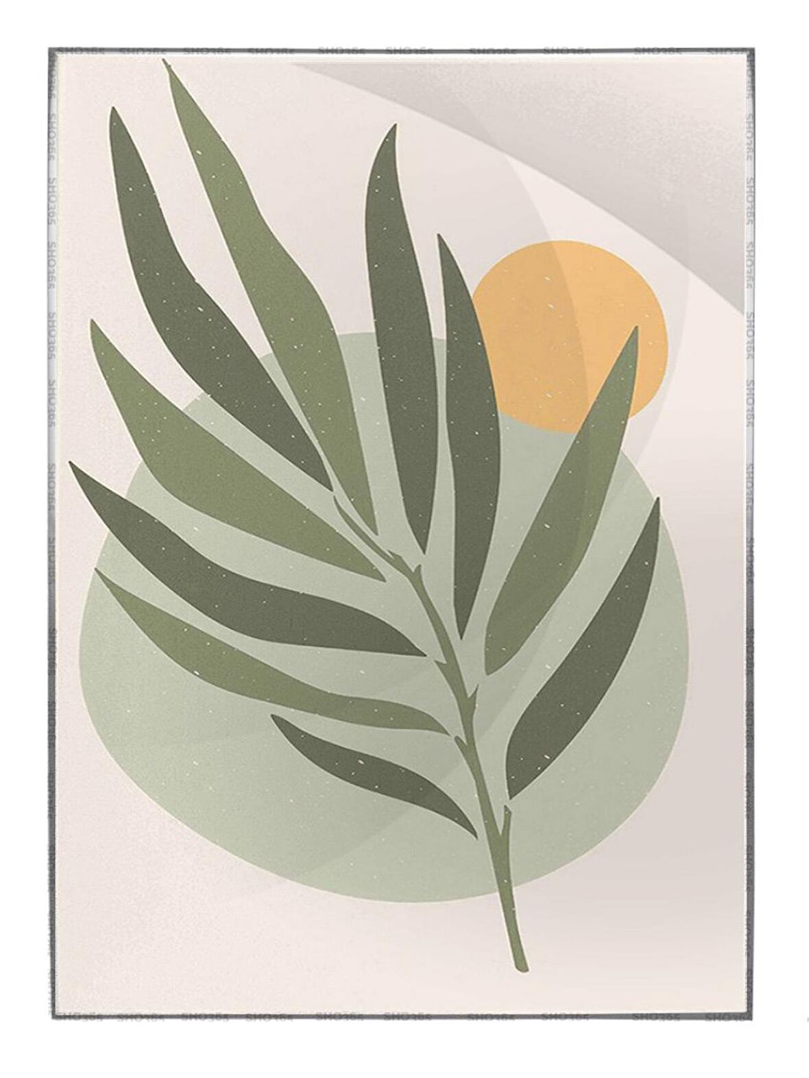 Shop365 Palmiye Yaprağı Pastel Renkler Modern Dekoratif Modern Tablo Çerçeveli P-001124