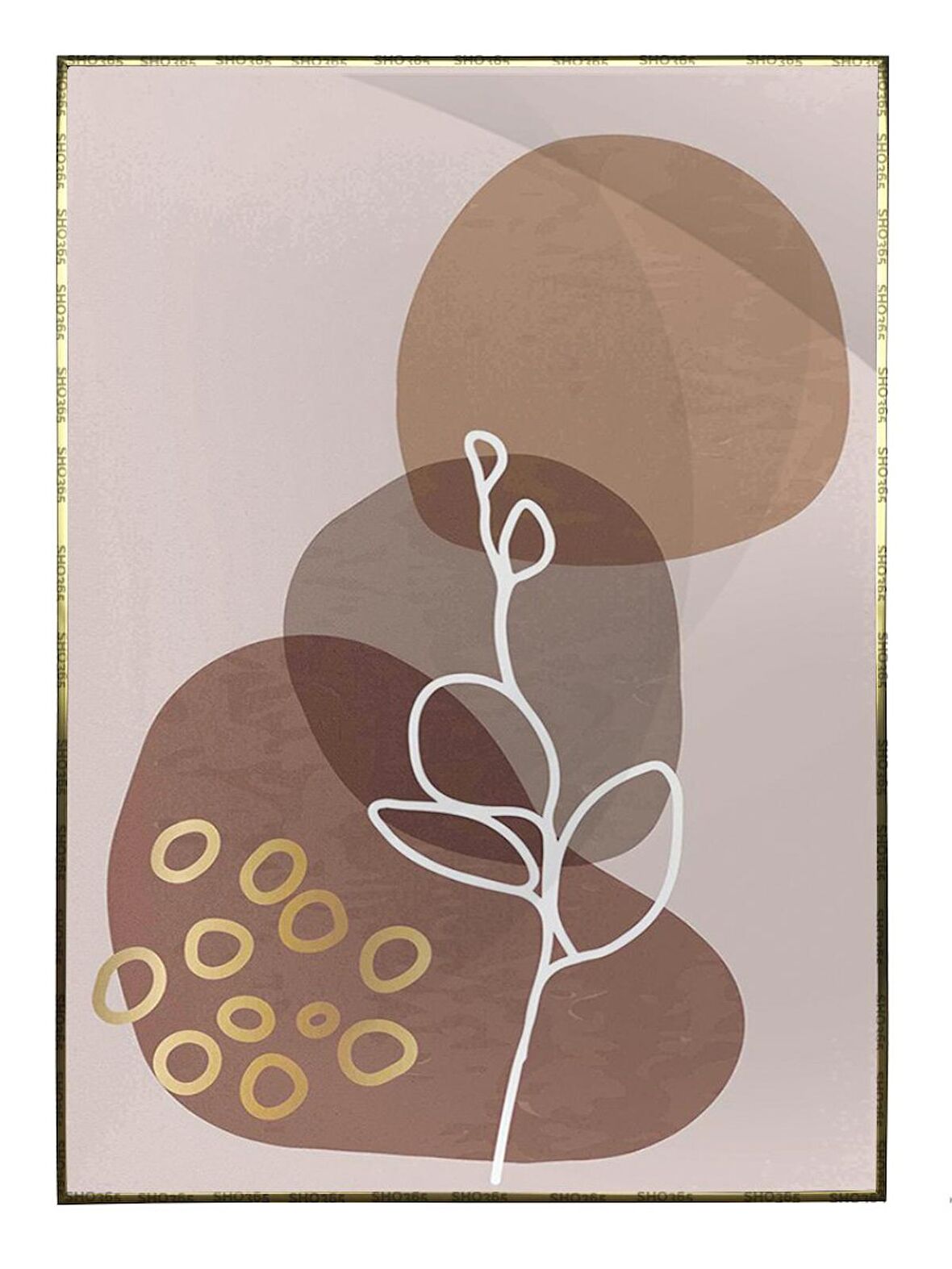 Shop365 Yapraklar ve Şekiller Modern Tablo Çerçeveli P-001133