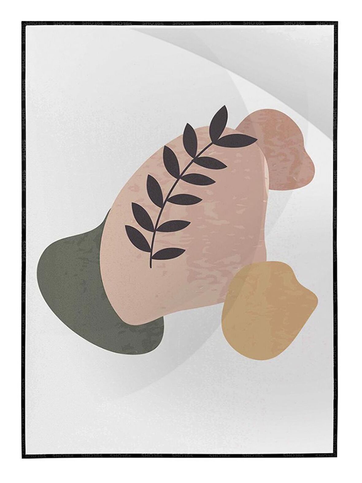 Shop365 Yapraklar ve Şekiller Modern Tablo Çerçeveli P-001136