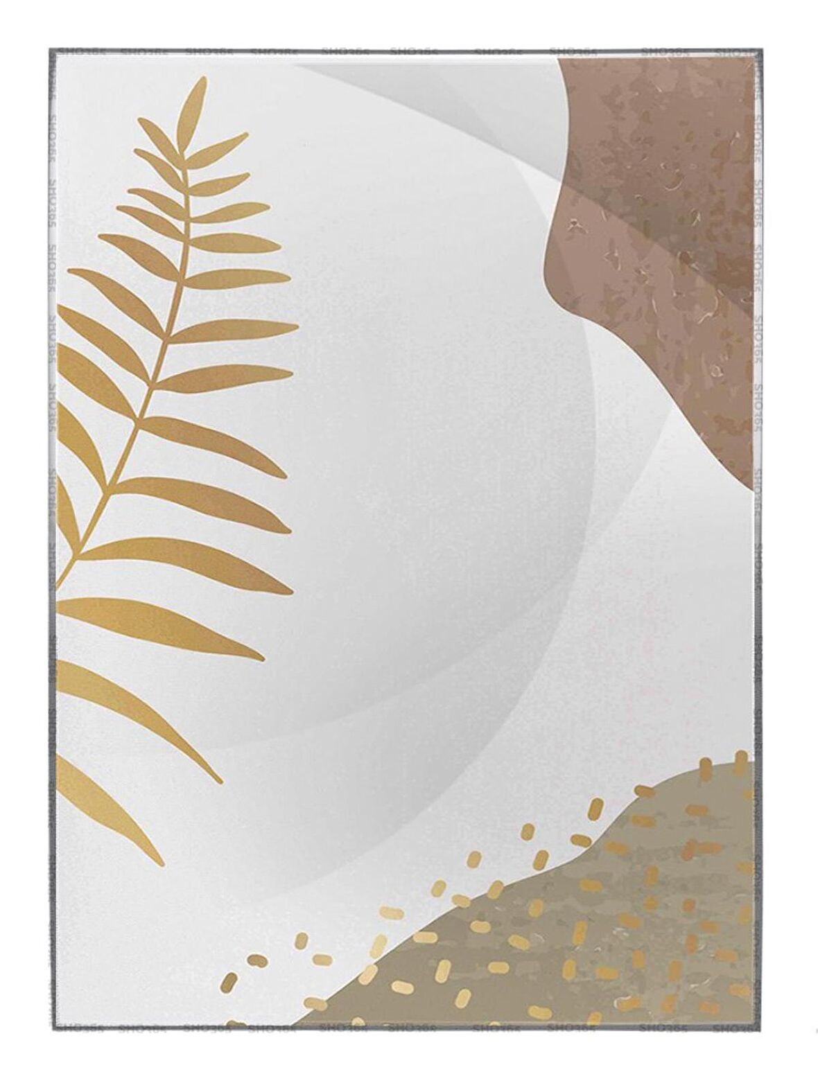 Shop365 Yapraklar ve Şekiller Modern Tablo Çerçeveli P-001174