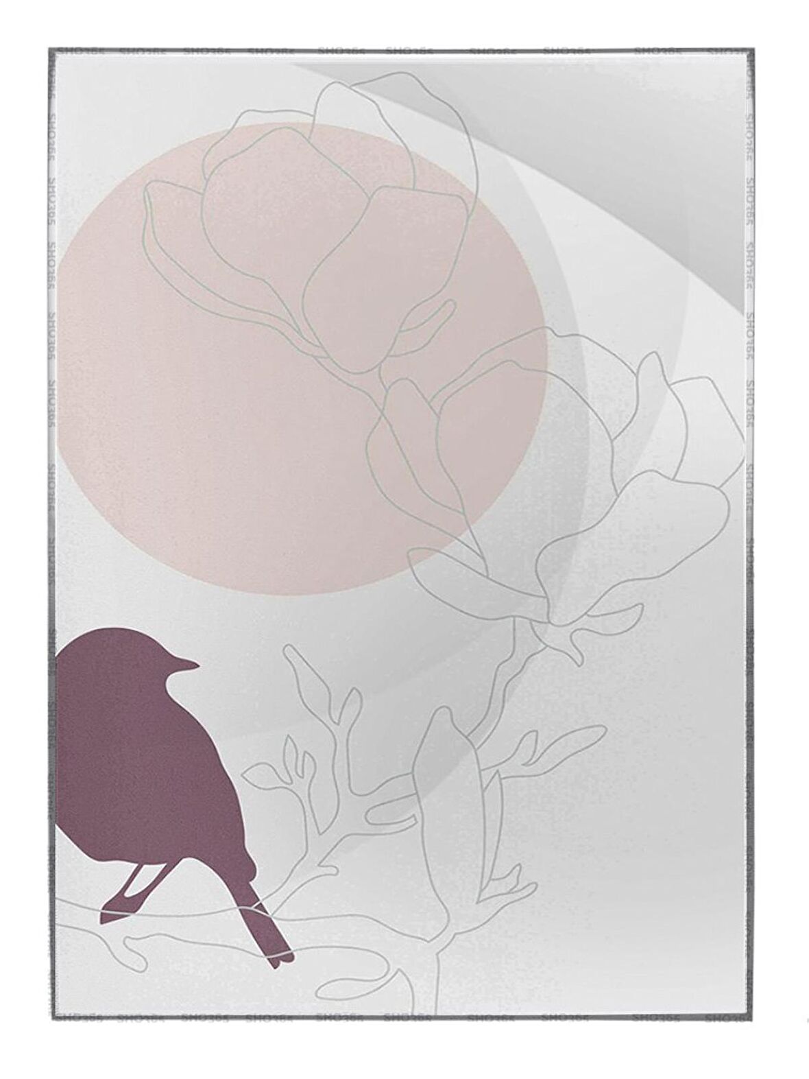 Shop365 Yapraklar ve Şekiller Modern Tablo Çerçeveli P-001201