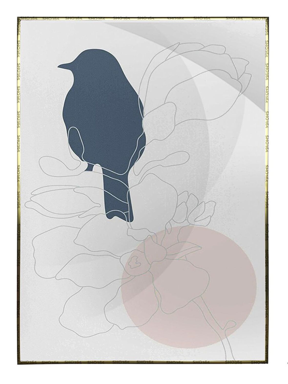 Shop365 Yapraklar ve Şekiller Modern Tablo Çerçeveli P-001202