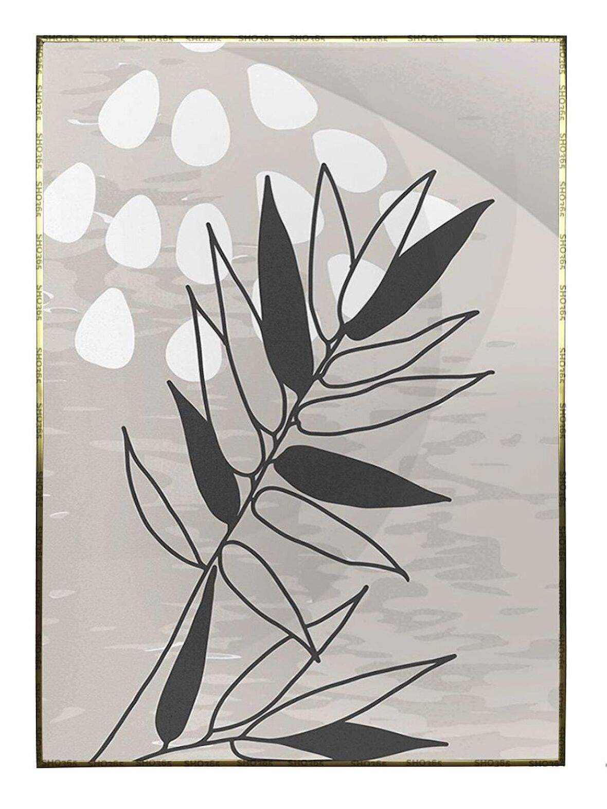 Shop365 Yapraklar ve Şekiller Modern Tablo Çerçeveli P-001206