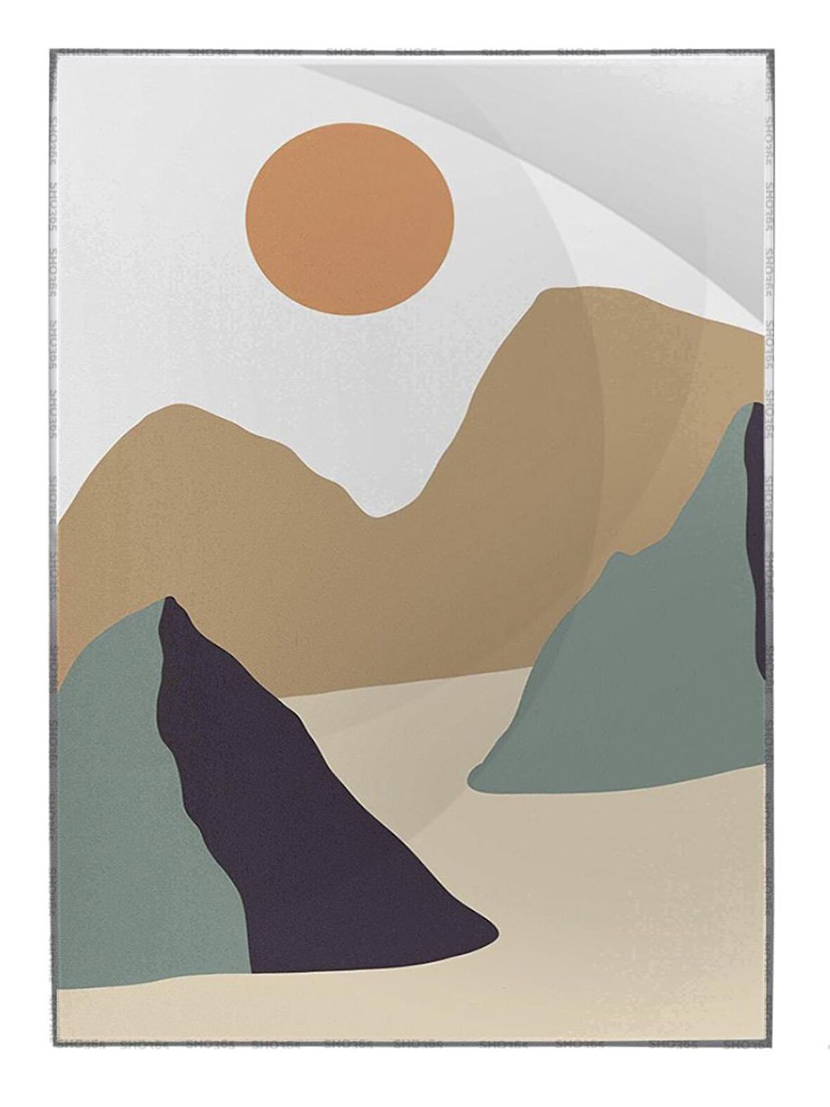 Shop365 Doğa Ay ve Güneş Temalı İllüstrasyon Tablo Çerçeveli P-001209