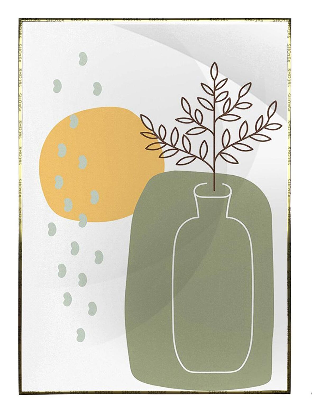 Shop365 Çiçekler ve Şekiller Dekoratif Pastel Renkler Modern Tablo Çerçeveli P-001259