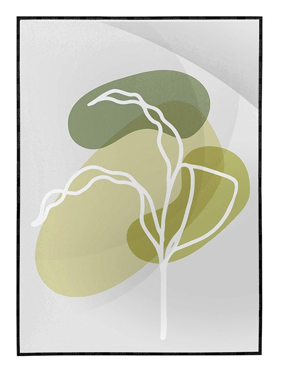 Shop365 Yapraklar ve Şekiller Modern Tablo Çerçeveli P-001268