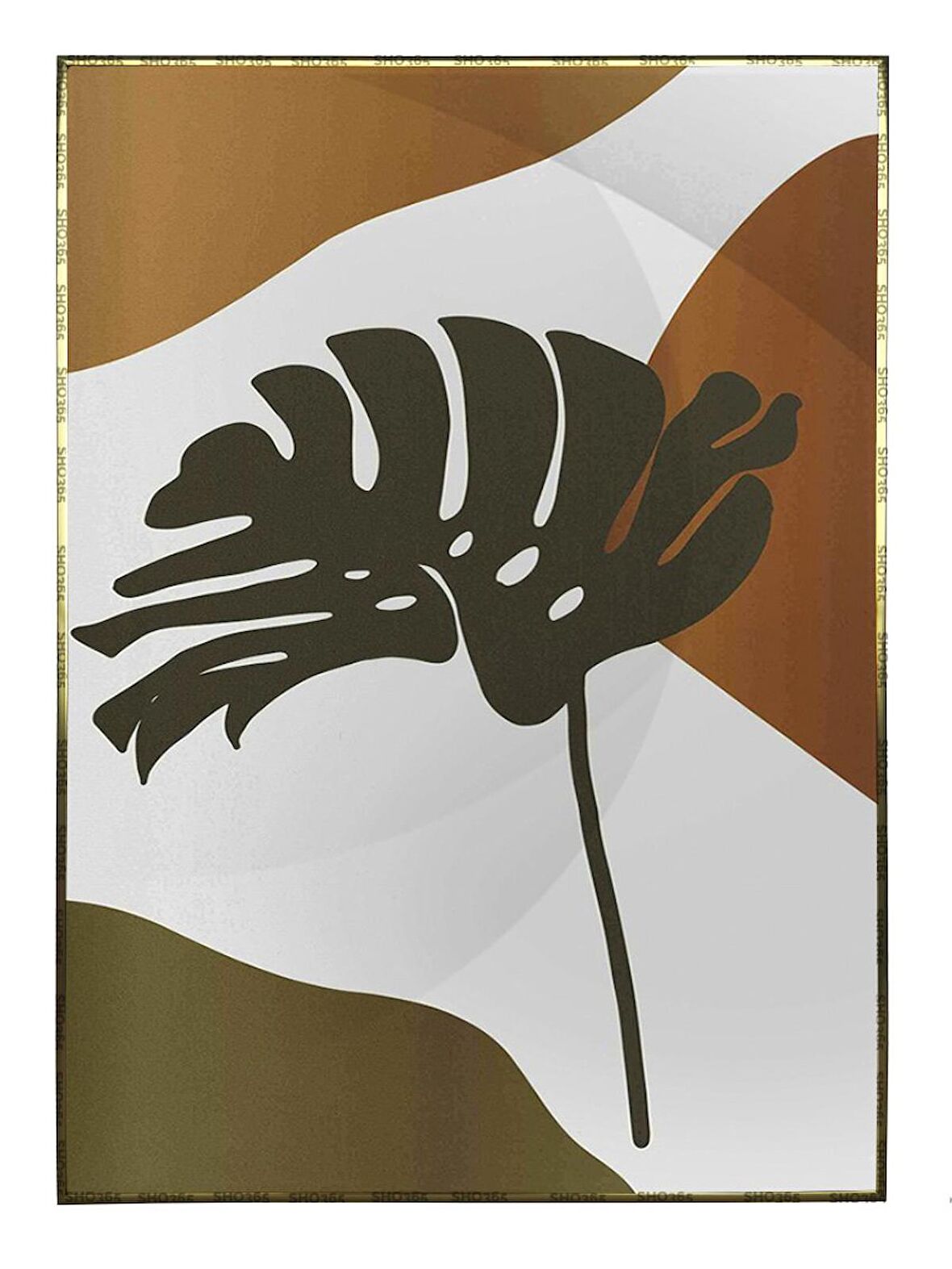 Shop365 Yapraklar ve Şekiller Modern Tablo Çerçeveli P-001272