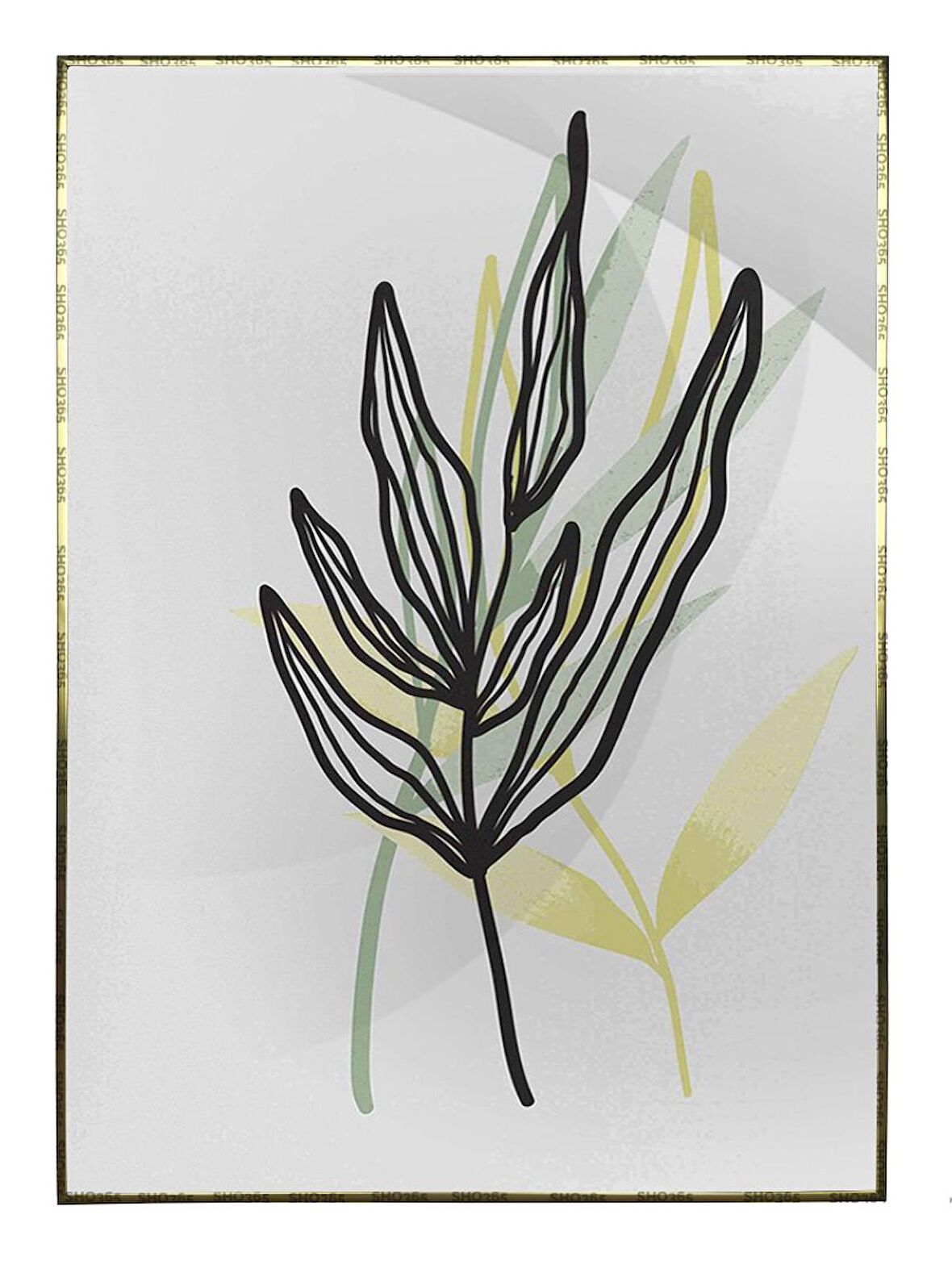 Shop365 Yapraklar ve Şekiller Modern Tablo Çerçeveli P-001280
