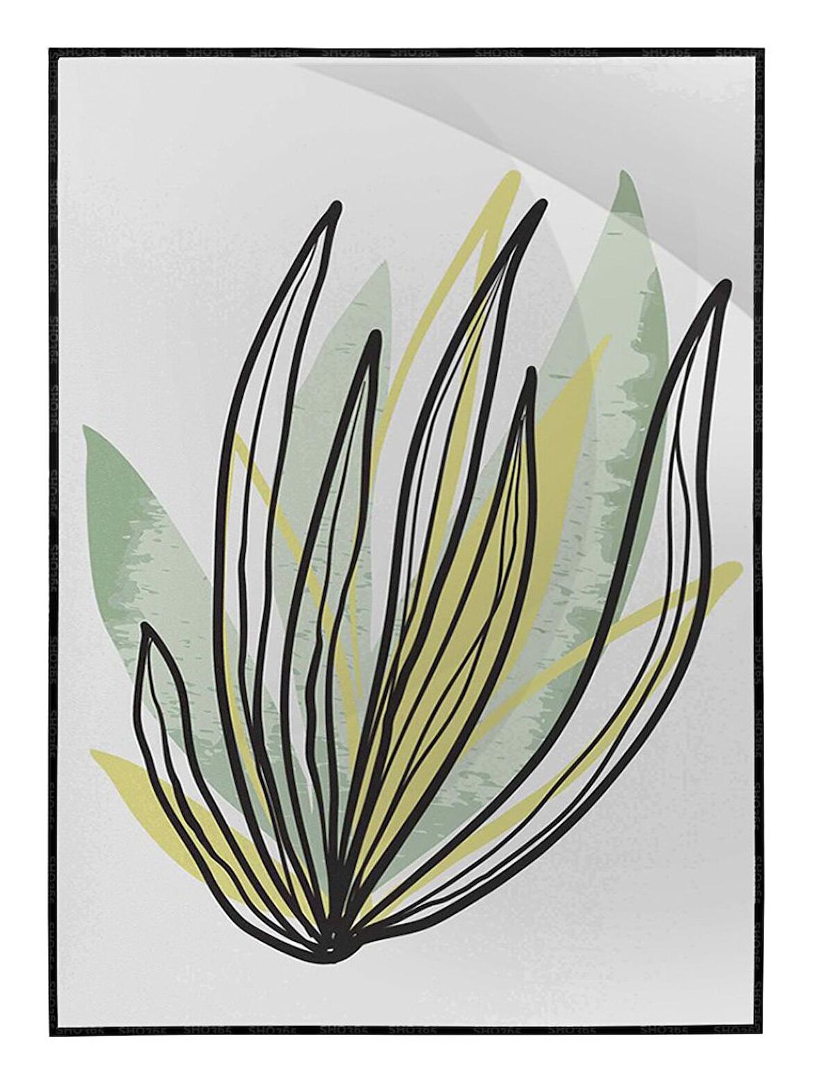 Shop365 Yapraklar ve Şekiller Modern Tablo Çerçeveli P-001285