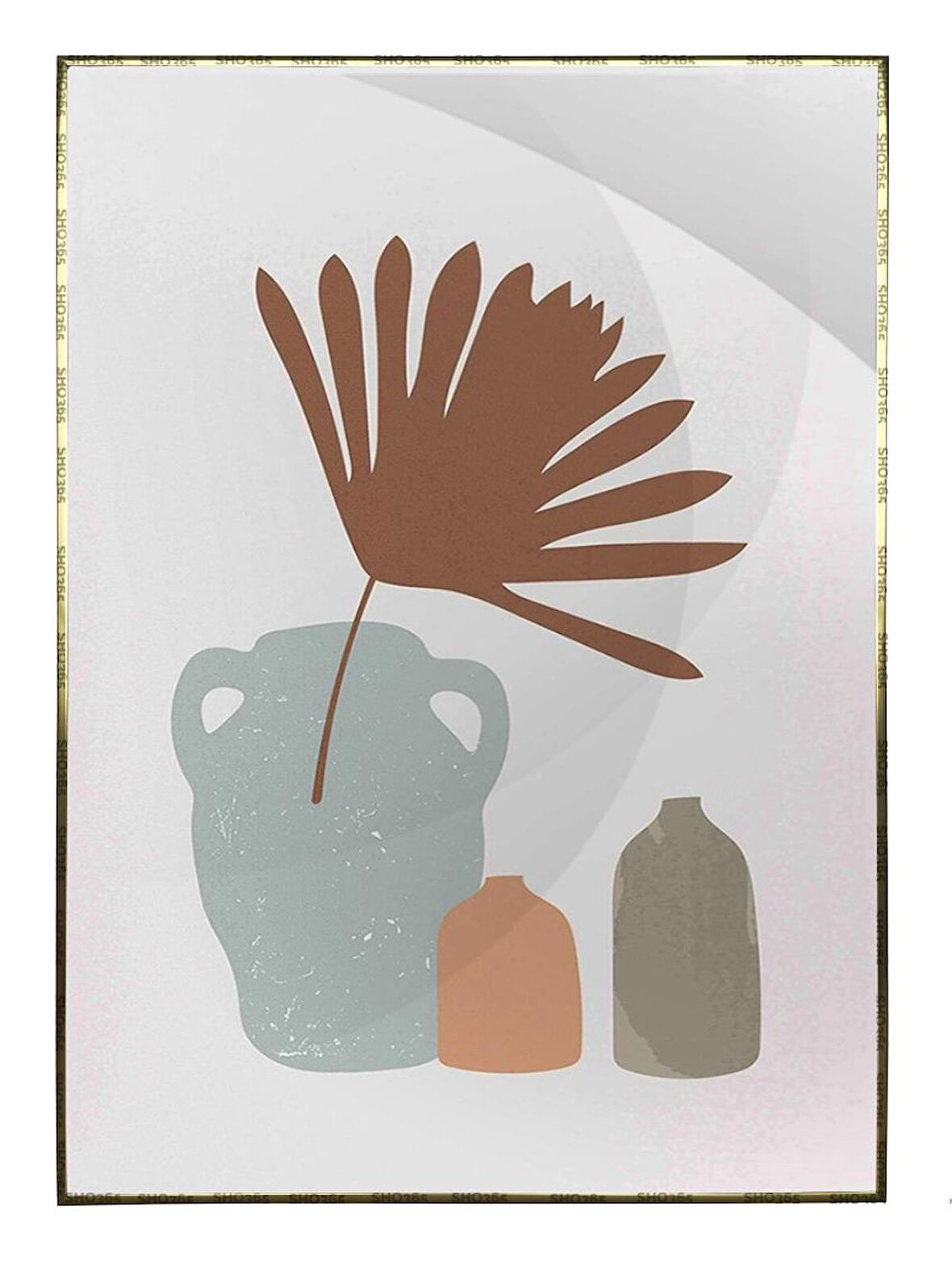 Shop365 Yapraklar ve Şekiller Modern Tablo Çerçeveli P-001345