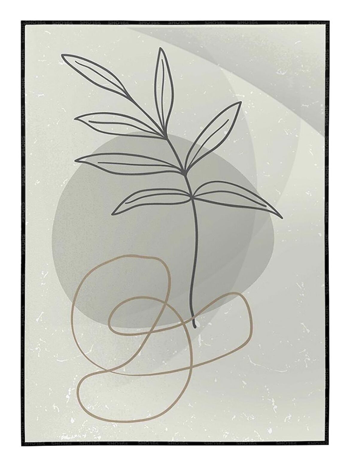 Shop365 Yapraklar ve Şekiller Modern Tablo Çerçeveli P-001450