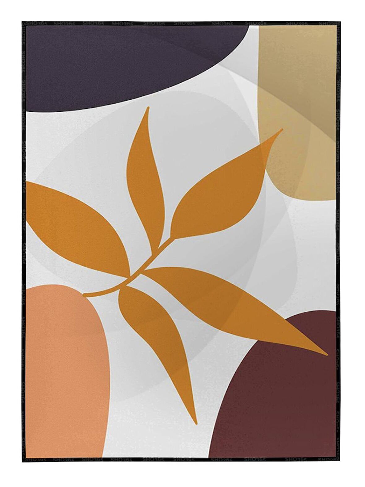 Shop365 Yapraklar ve Şekiller Modern Tablo Çerçeveli P-001495