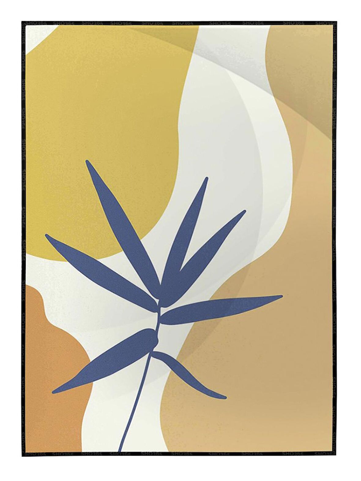 Shop365 Yapraklar ve Şekiller Modern Tablo Çerçeveli P-001533