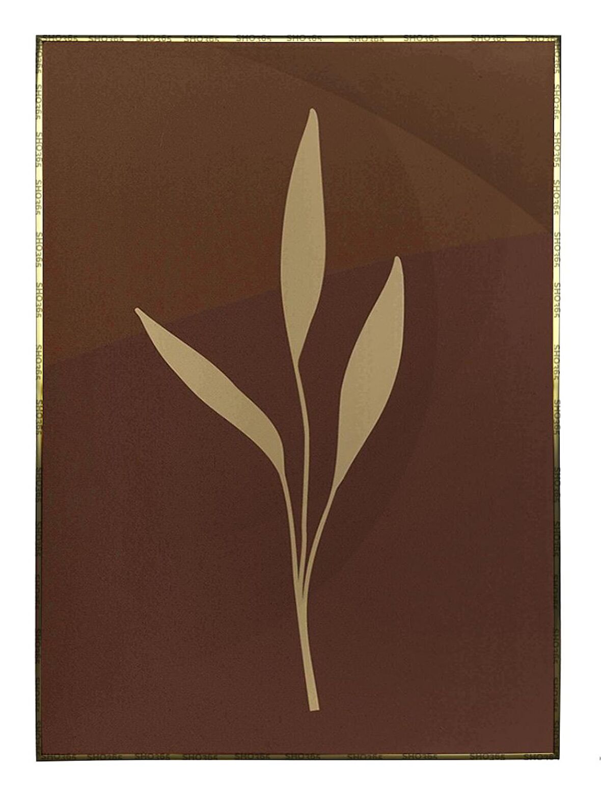 Shop365 Yapraklar Gri Kahverengi Renkler İllüstrasyon Modern Tablo Çerçeveli P-001574