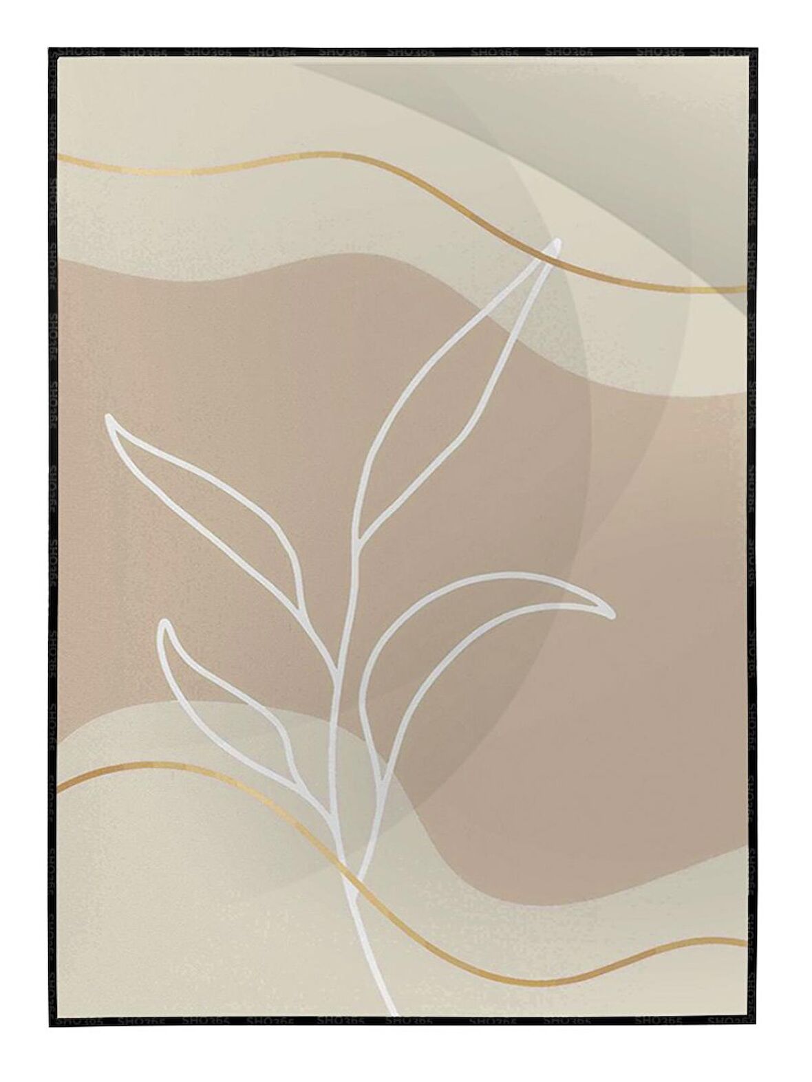 Shop365 Yapraklar ve Şekiller Pastel Renkler Modern Tablo Çerçeveli P-001578