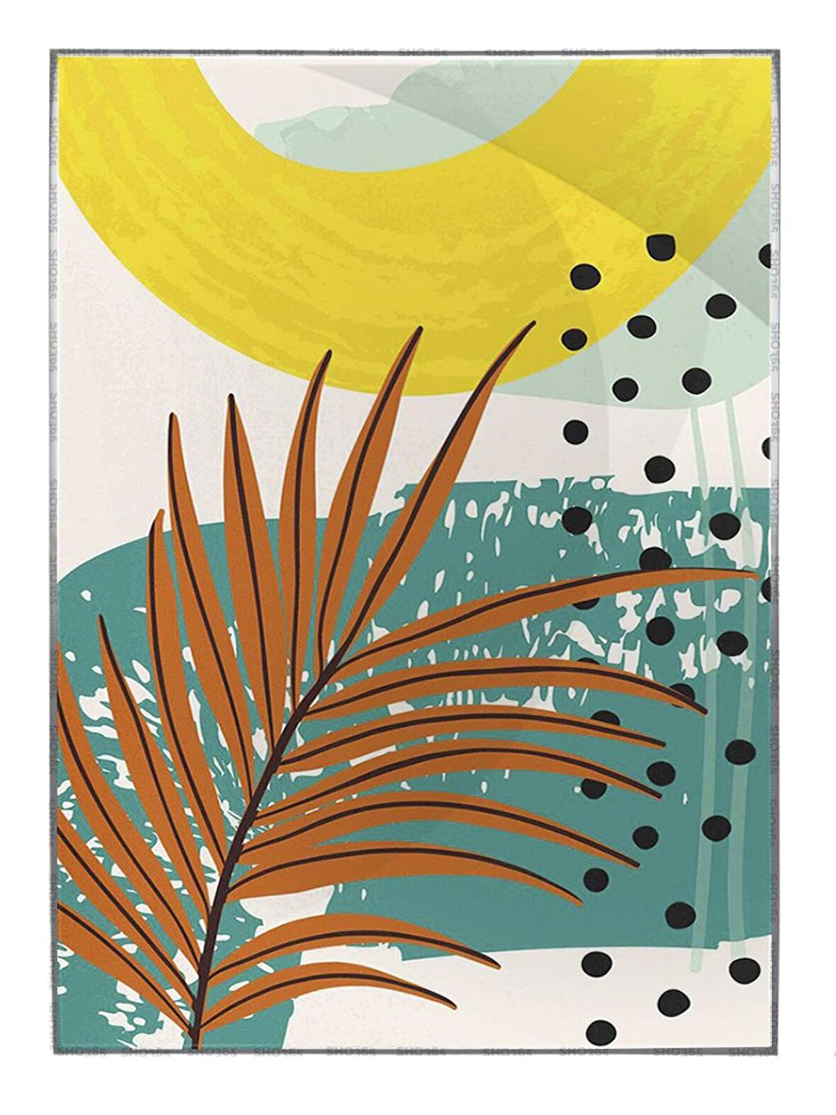 Shop365 Palmiye Yaprağı Şekiller Modern Tablo Çerçeveli P-001624