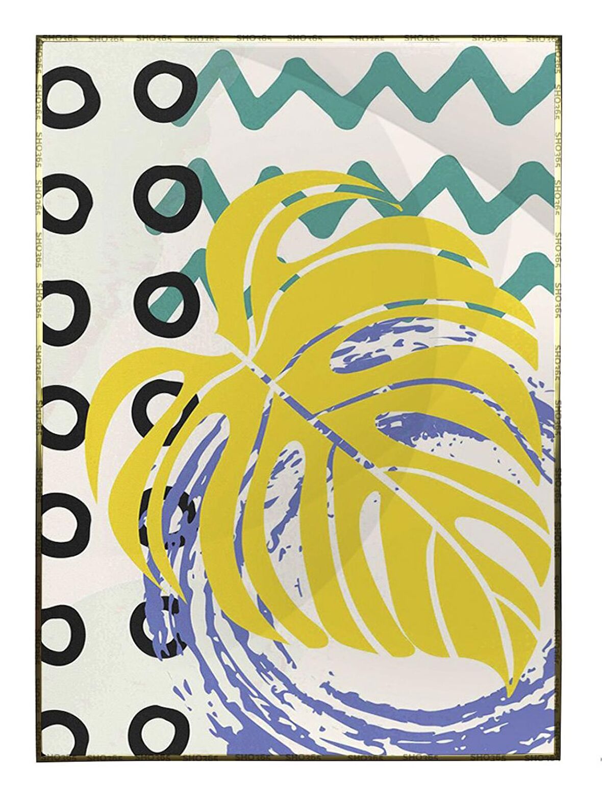 Shop365 Palmiye Yaprağı Şekiller Modern Tablo Çerçeveli P-001626