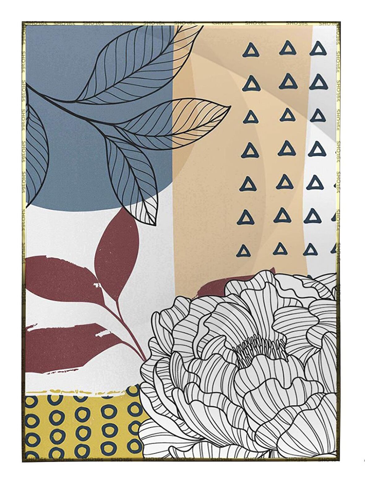 Shop365 Çiçekler Şekiller Modern Dekoratif Modern Tablo Çerçeveli P-001627