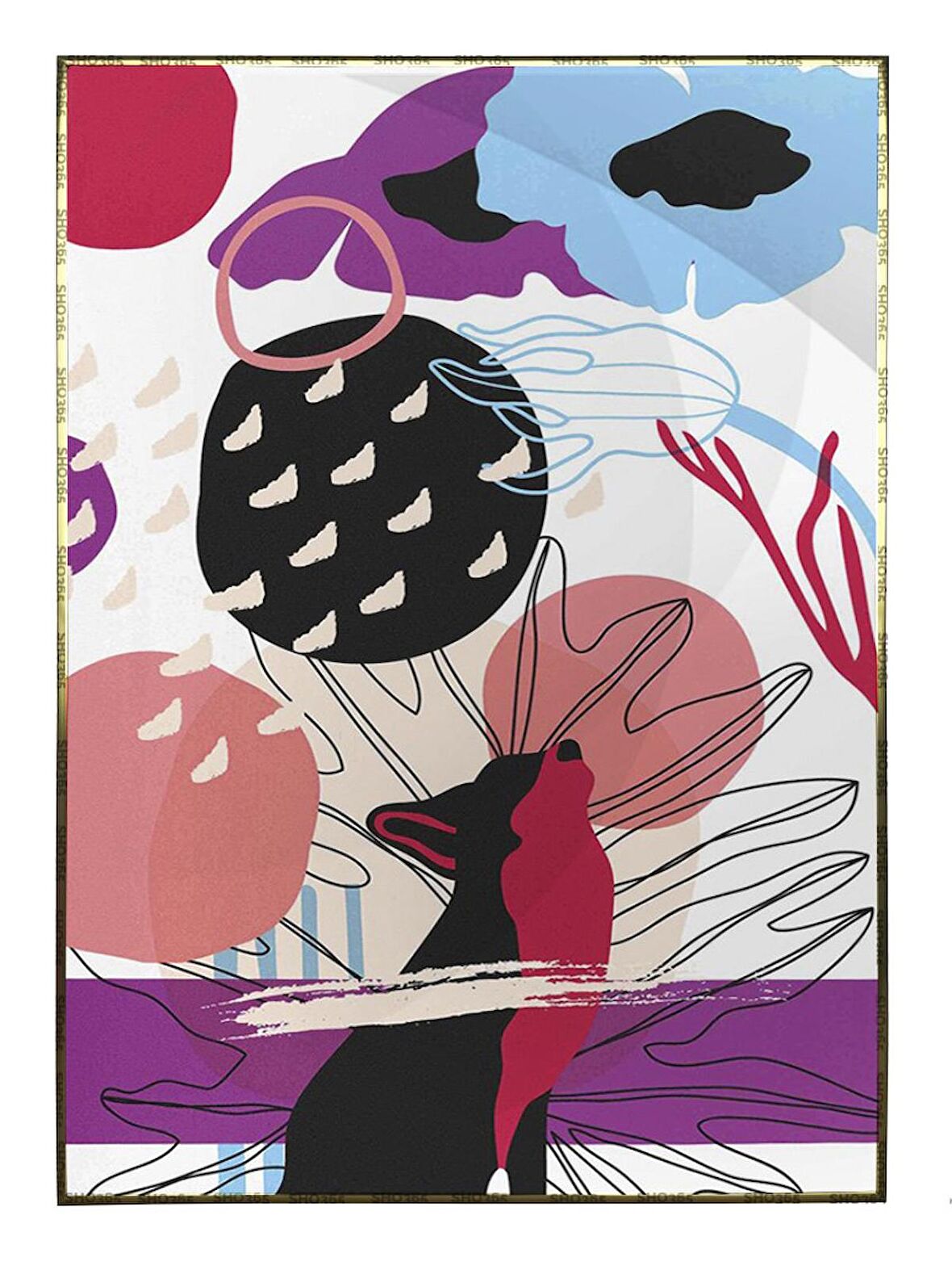 Shop365 Hayvanlar Şekiller Modern Dekoratif Modern Tablo Çerçeveli P-001636