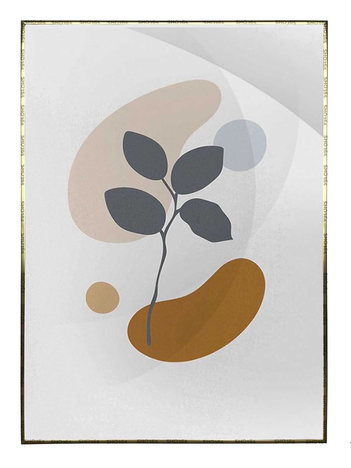 Shop365 Bitki Yapraklar ve Şekiller Modern Tablo Çerçeveli P-001674