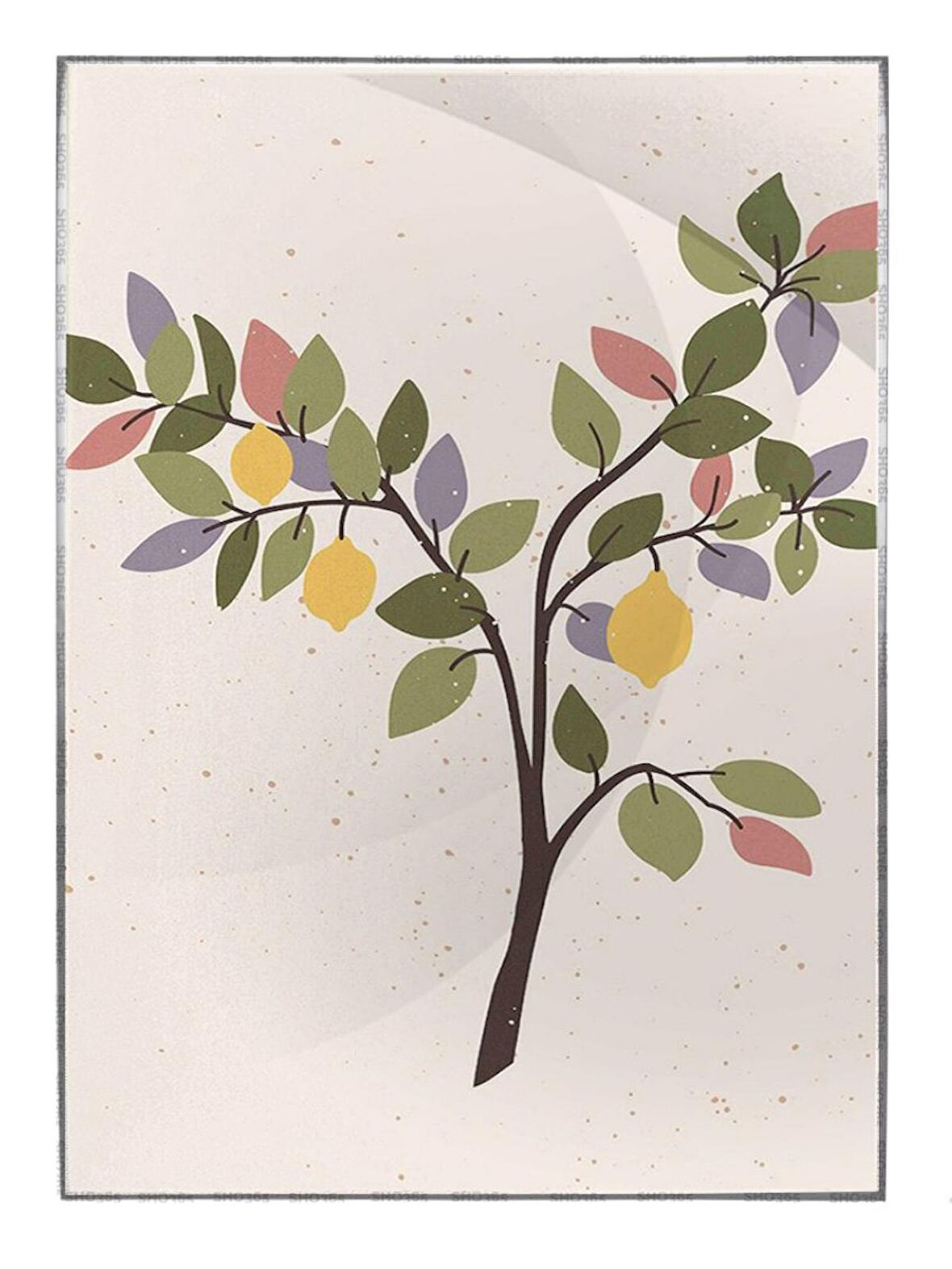 Shop365 Meyveler Limonlar Yapraklar Pastel Renkler Modern Tablo Çerçeveli P-001768