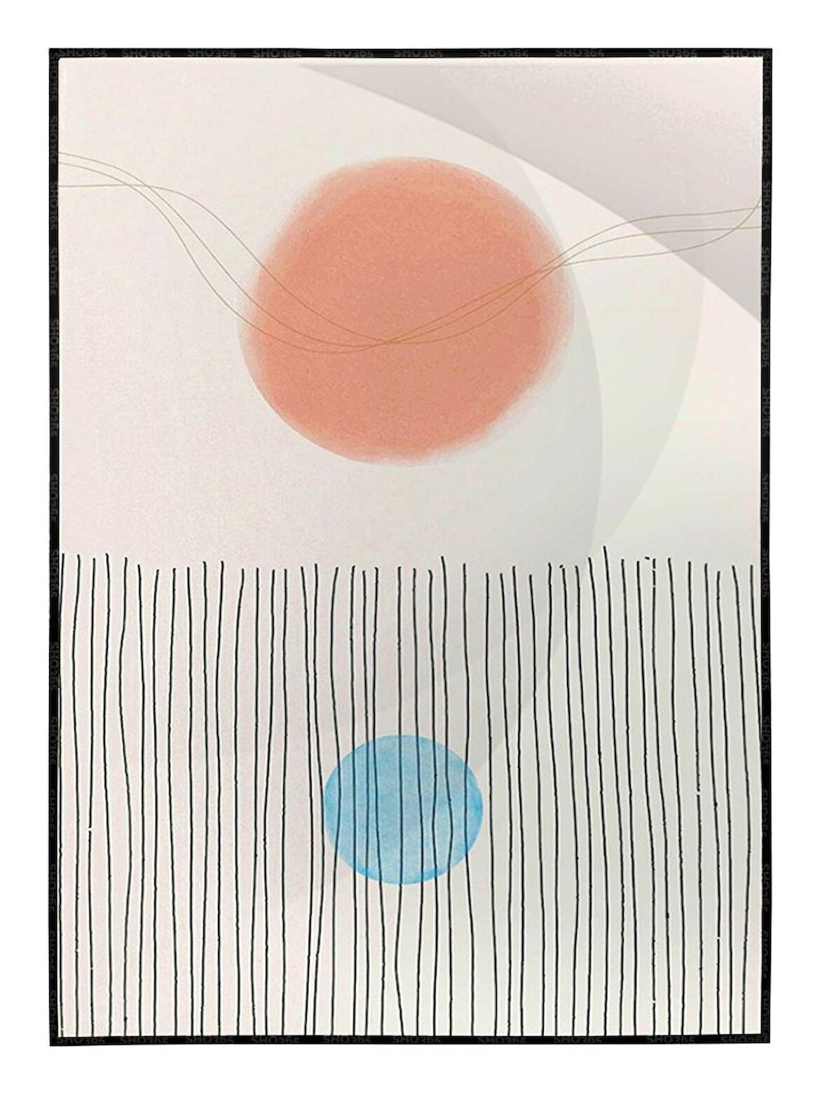 Shop365 Şekiller Krem Mavi Renkler Modern Tablo Çerçeveli P-001818