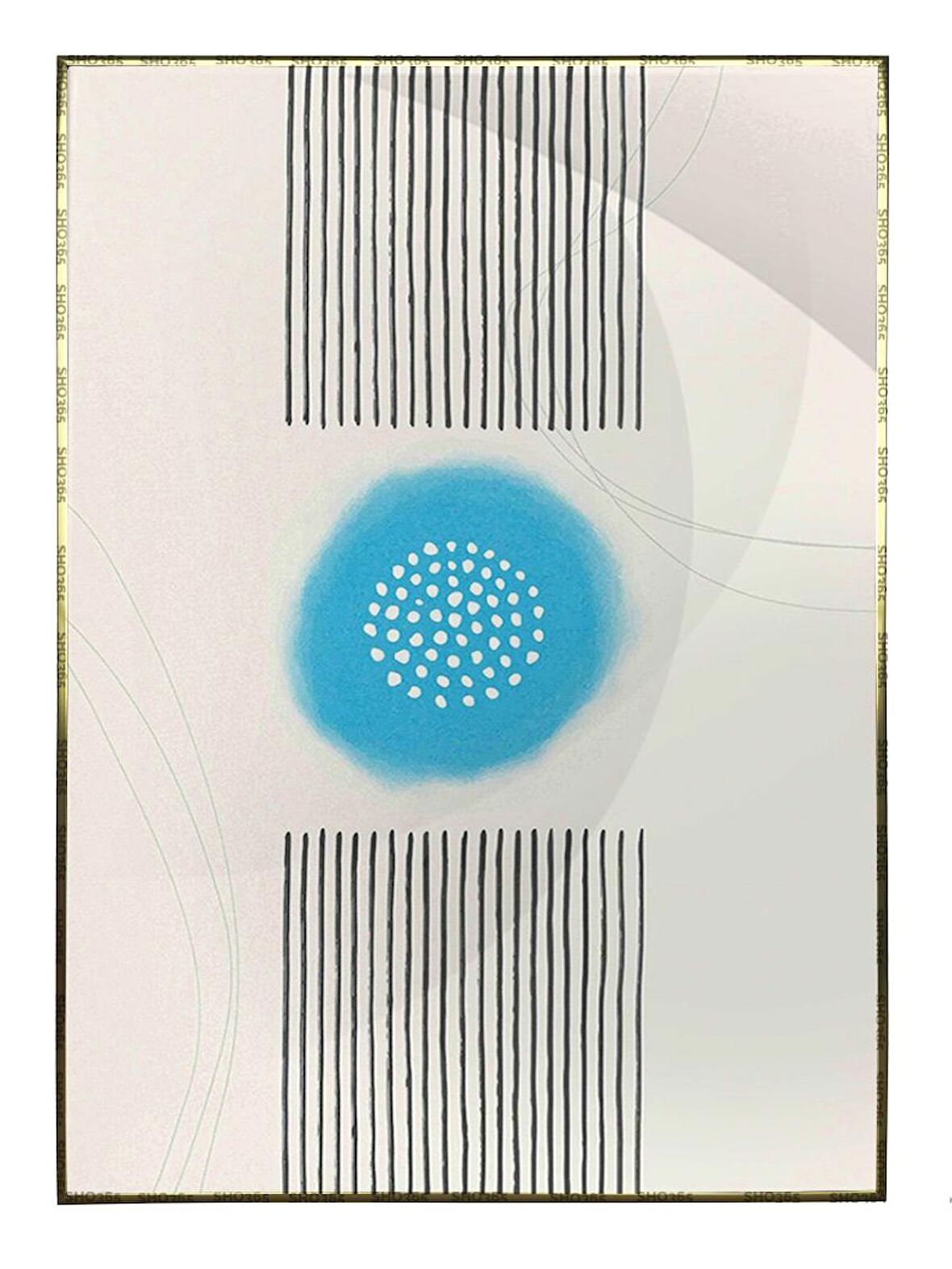 Shop365 Şekiller Krem Mavi Siyah Renkler Modern Tablo Çerçeveli P-001824