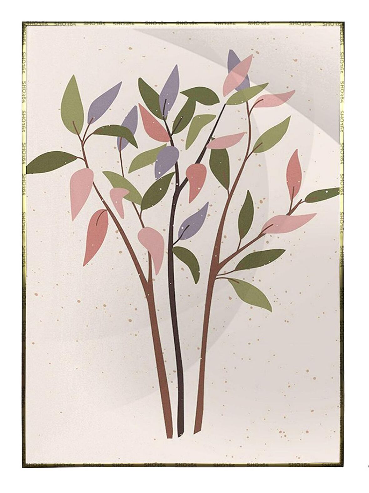Shop365 Yapraklar Pastel Renkler Modern Tablo Çerçeveli P-001867