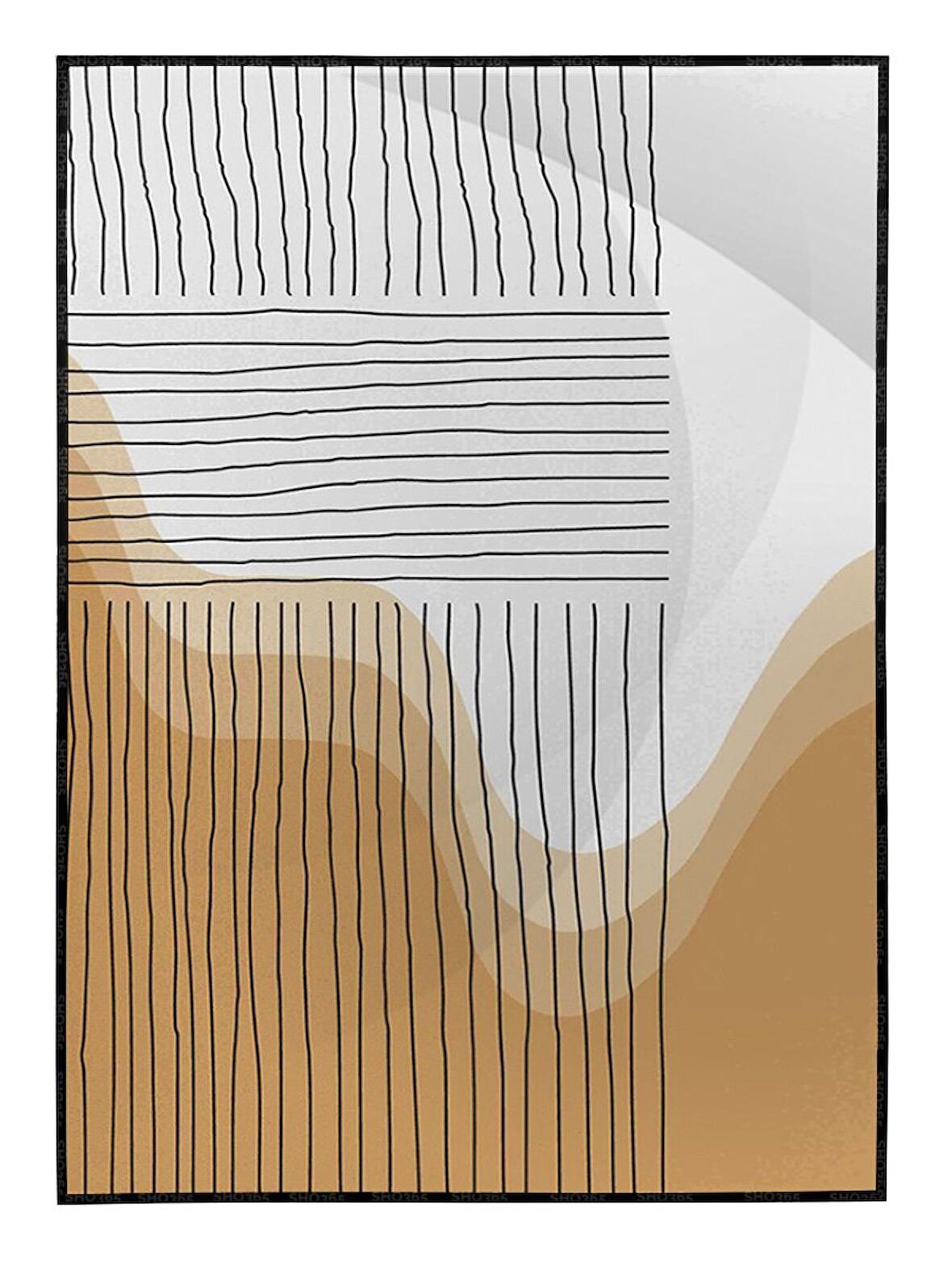 Shop365 Şekiller ve Çizgiler Karışık Renkler Modern Dekoratif Tablo Çerçeveli P-001875