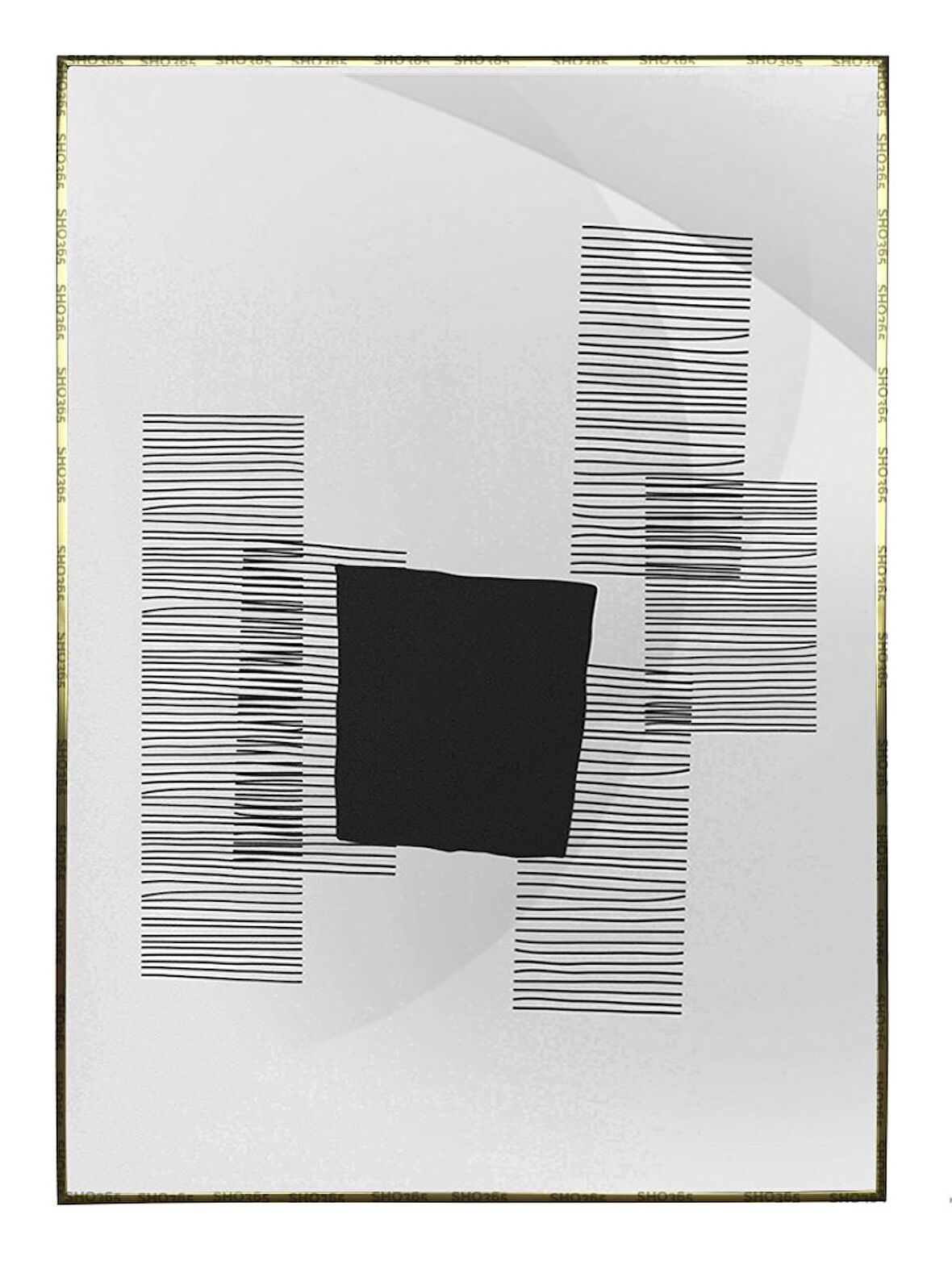 Shop365 Şekiller Çizgiler Gri Siyah Renkler Modern Tablo Çerçeveli P-001884