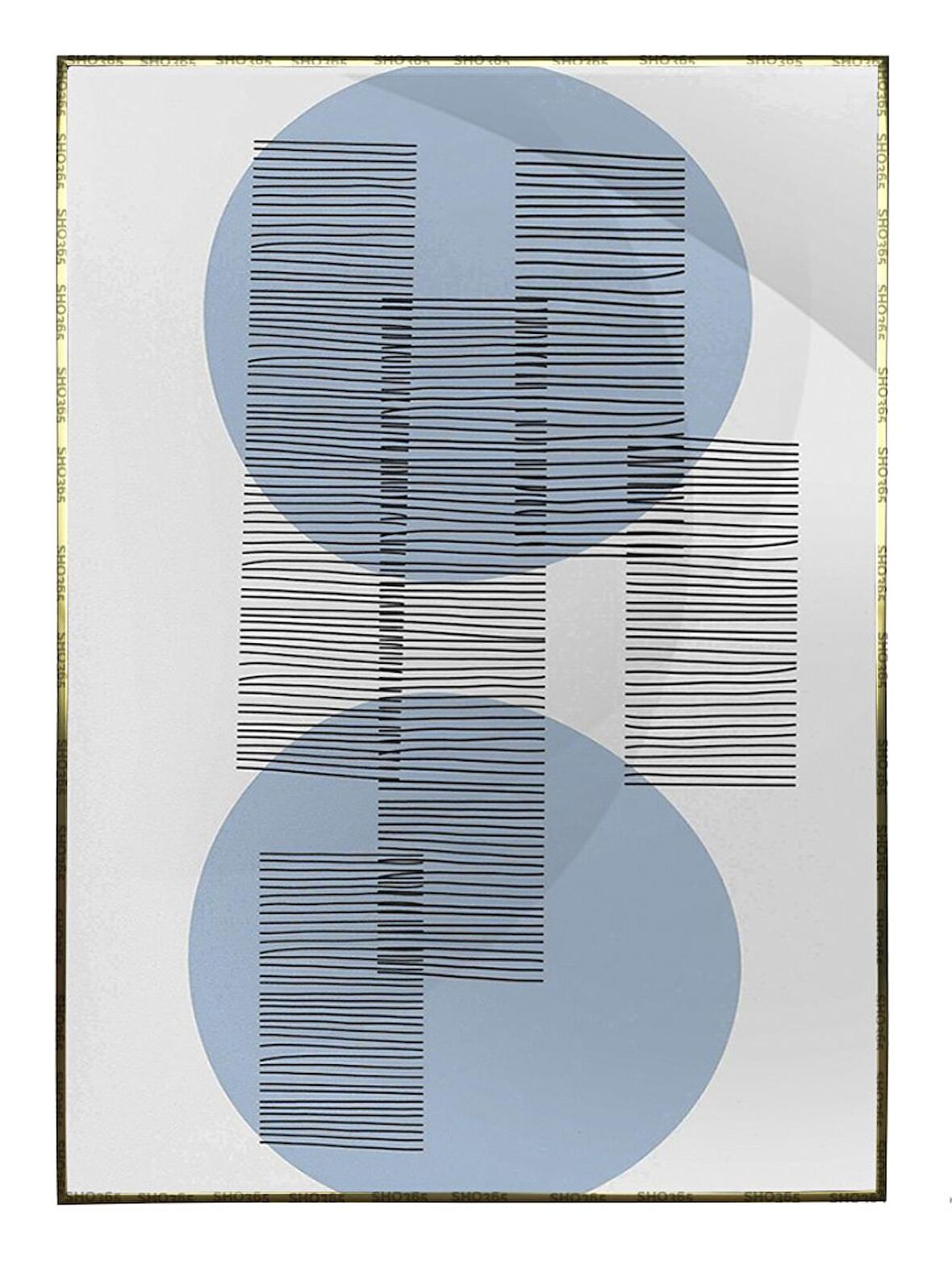 Shop365 Şekiller Çizgiler Gri Mavi Renkler Modern Tablo Çerçeveli P-001889