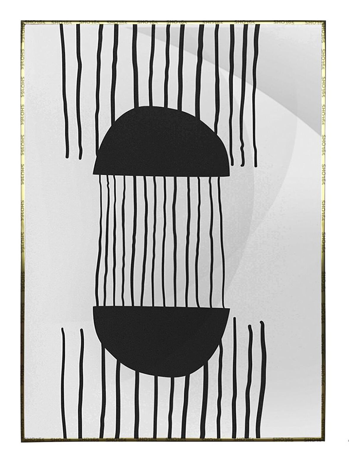 Shop365 Şekiller Çizgiler Gri Siyah Renkler Modern Tablo Çerçeveli P-001894