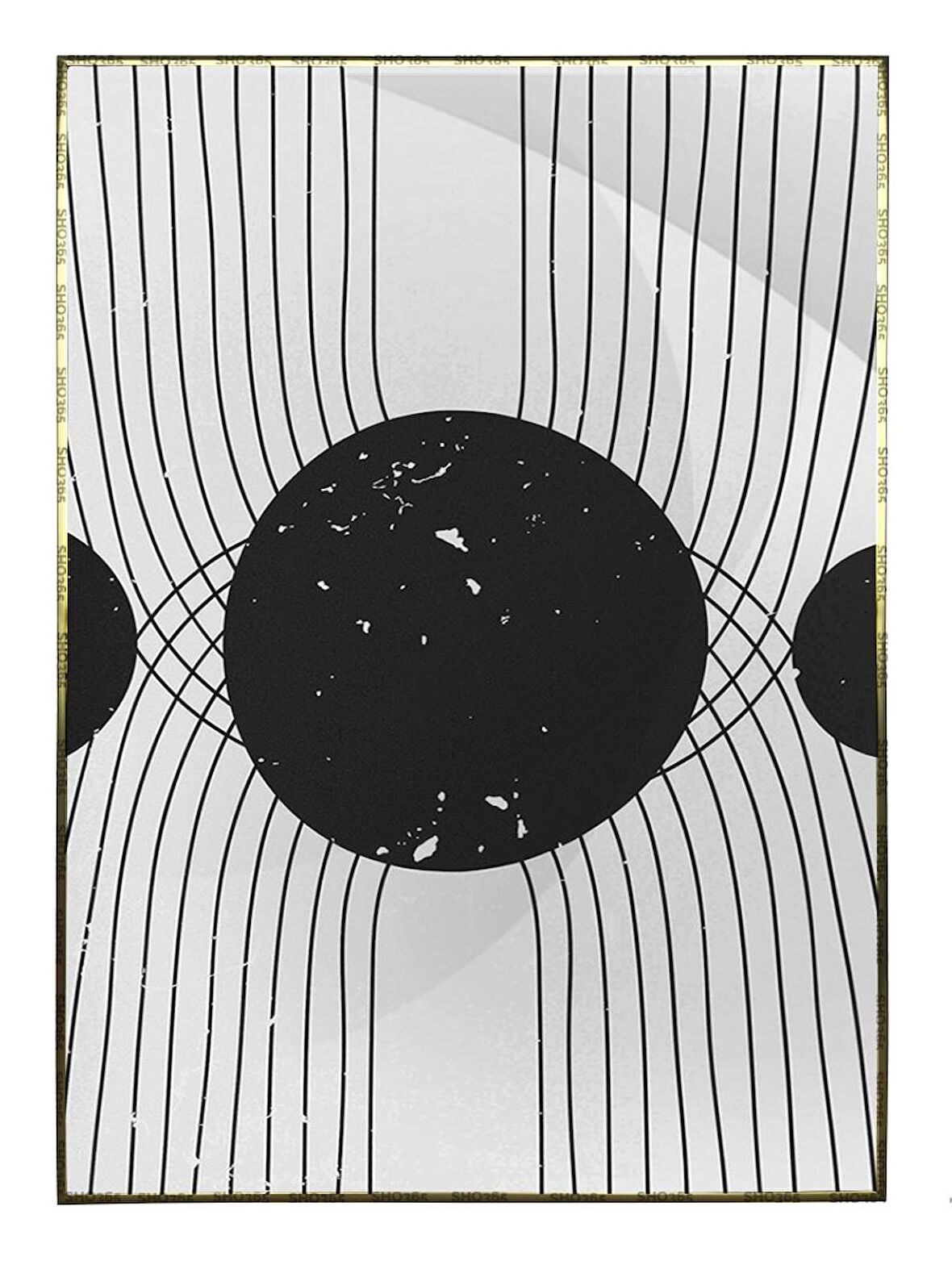 Shop365 Şekiller Çizgiler Gri Siyah Renkler Modern Tablo Çerçeveli P-001897