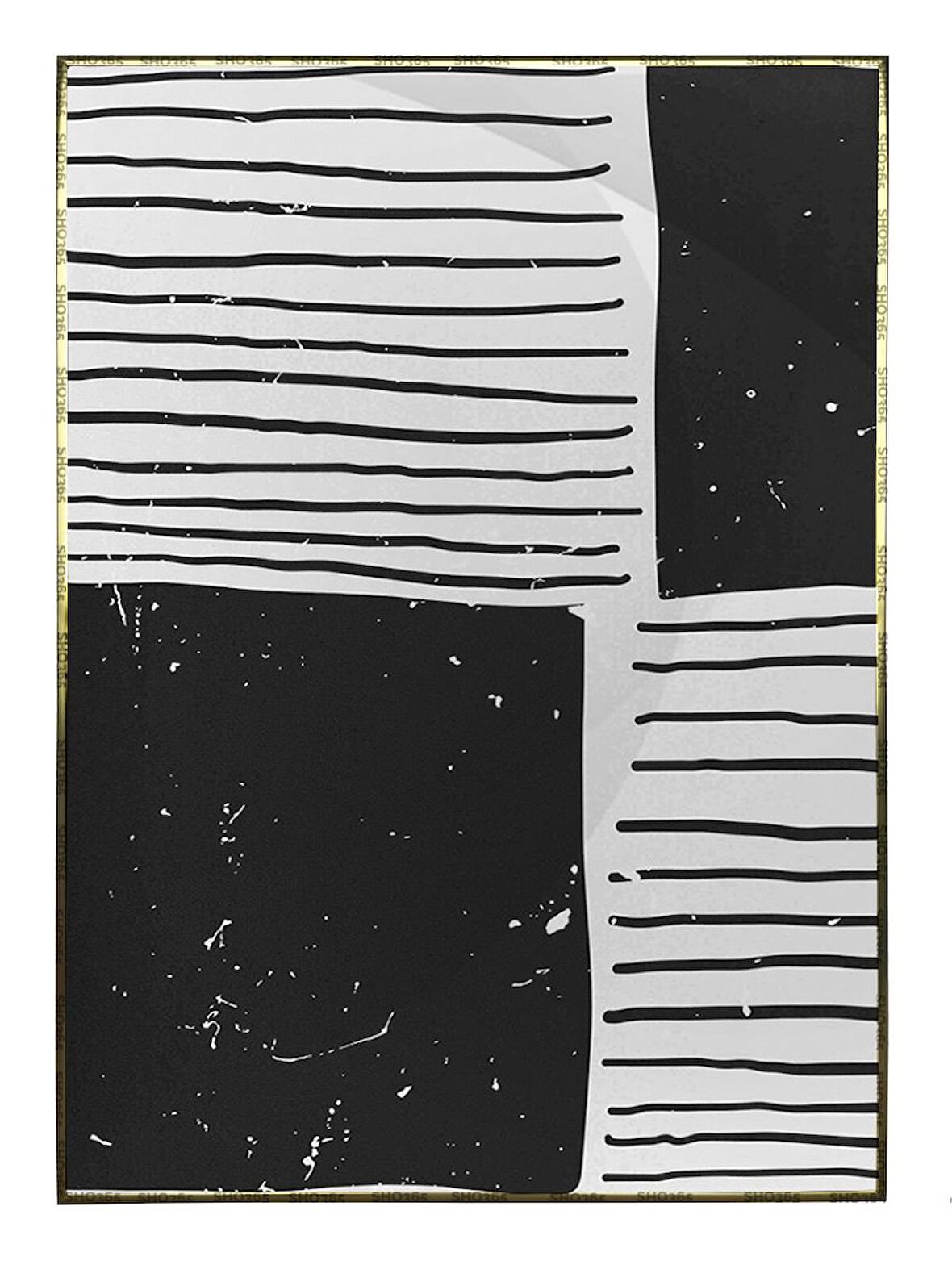 Shop365 Şekiller Çizgiler Gri Siyah Renkler Modern Tablo Çerçeveli P-001898