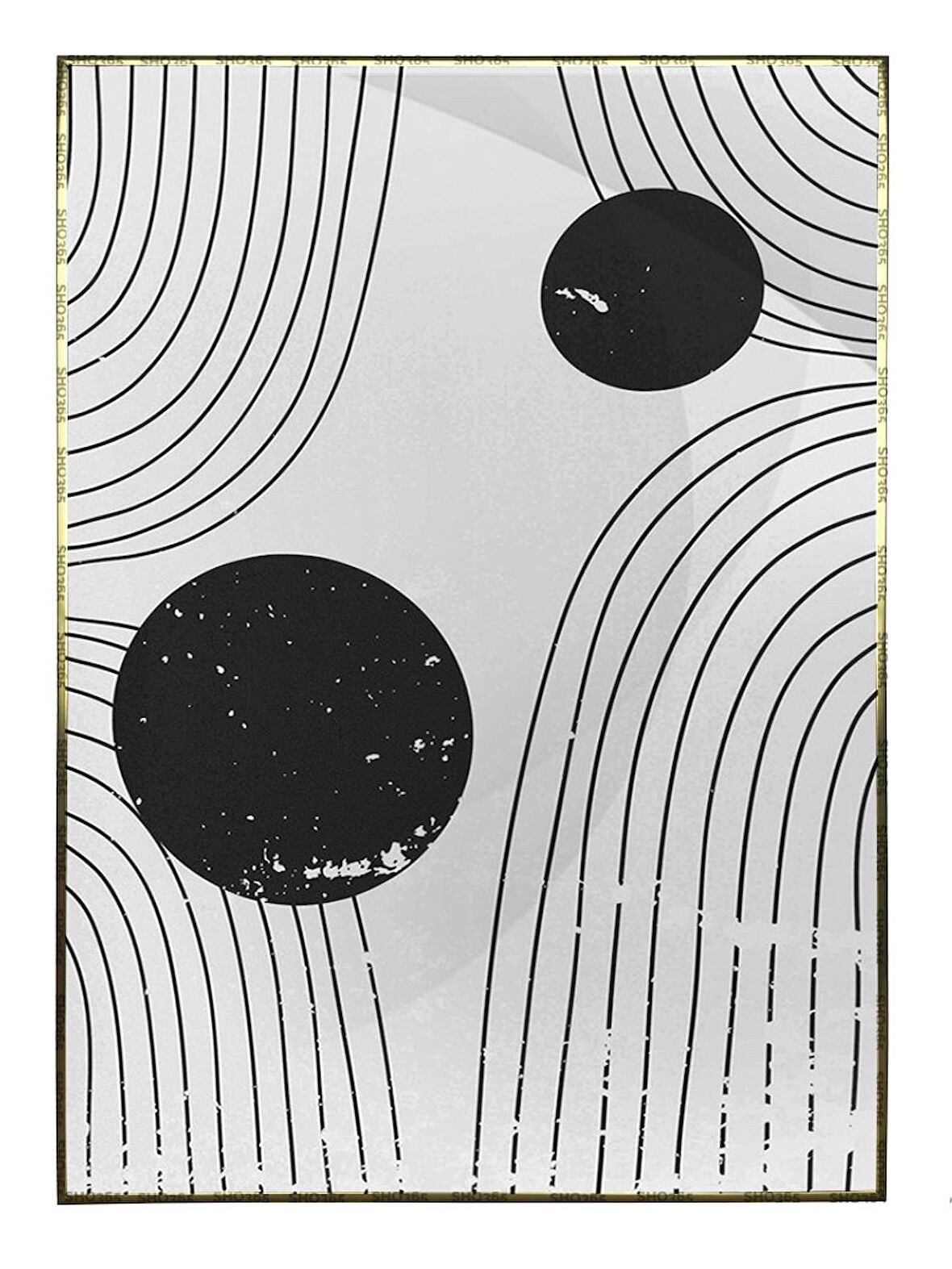 Shop365 Şekiller Çizgiler Gri Siyah Renkler Modern Tablo Çerçeveli P-001900