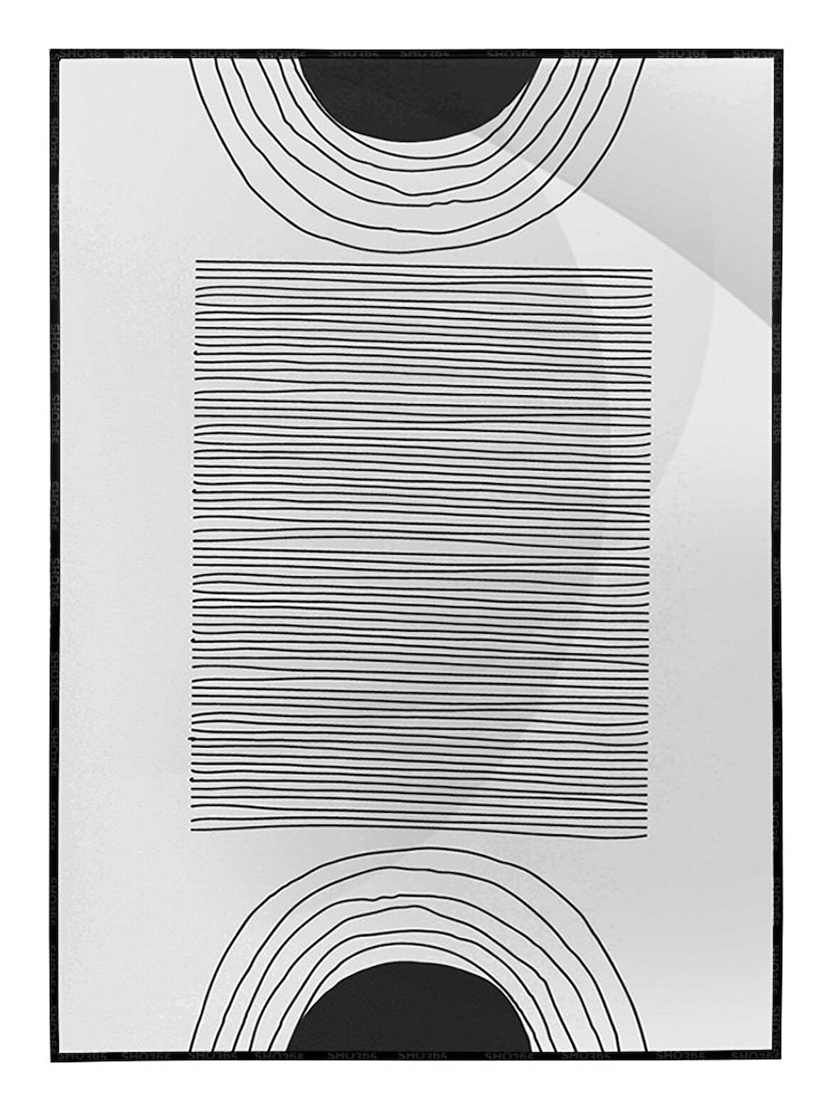 Shop365 Şekiller ve Çizgiler Gri Siyah Renkler Modern Tablo Çerçeveli P-001916