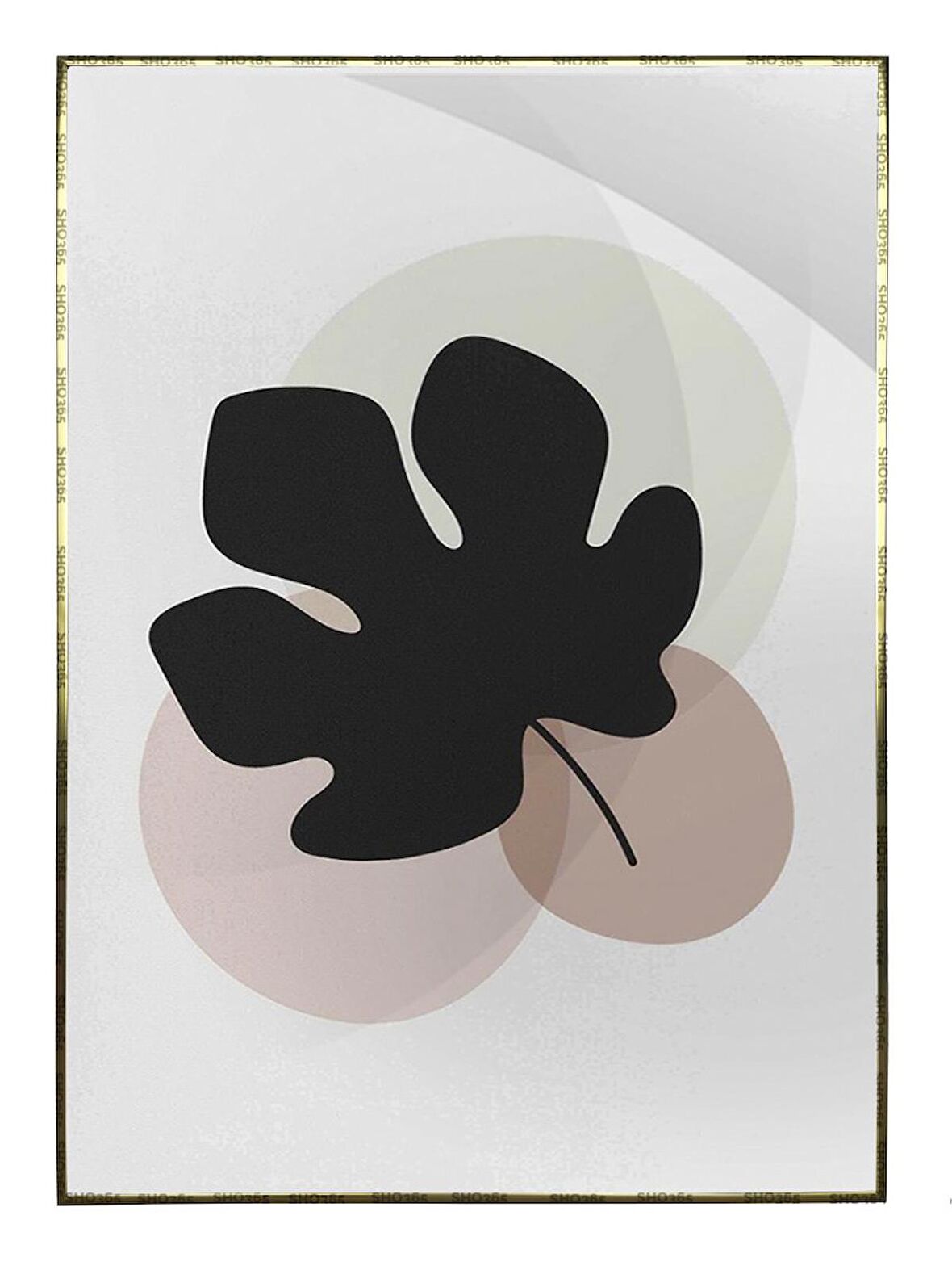 Shop365 Bitki Yapraklar ve Şekiller Modern Tablo Çerçeveli P-001917