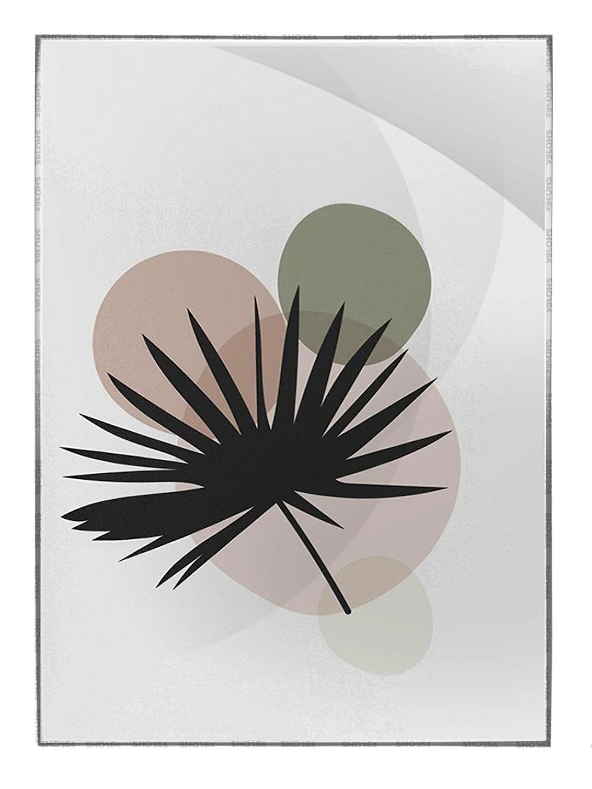 Shop365 Bitki Yapraklar ve Şekiller Modern Tablo Çerçeveli P-001919